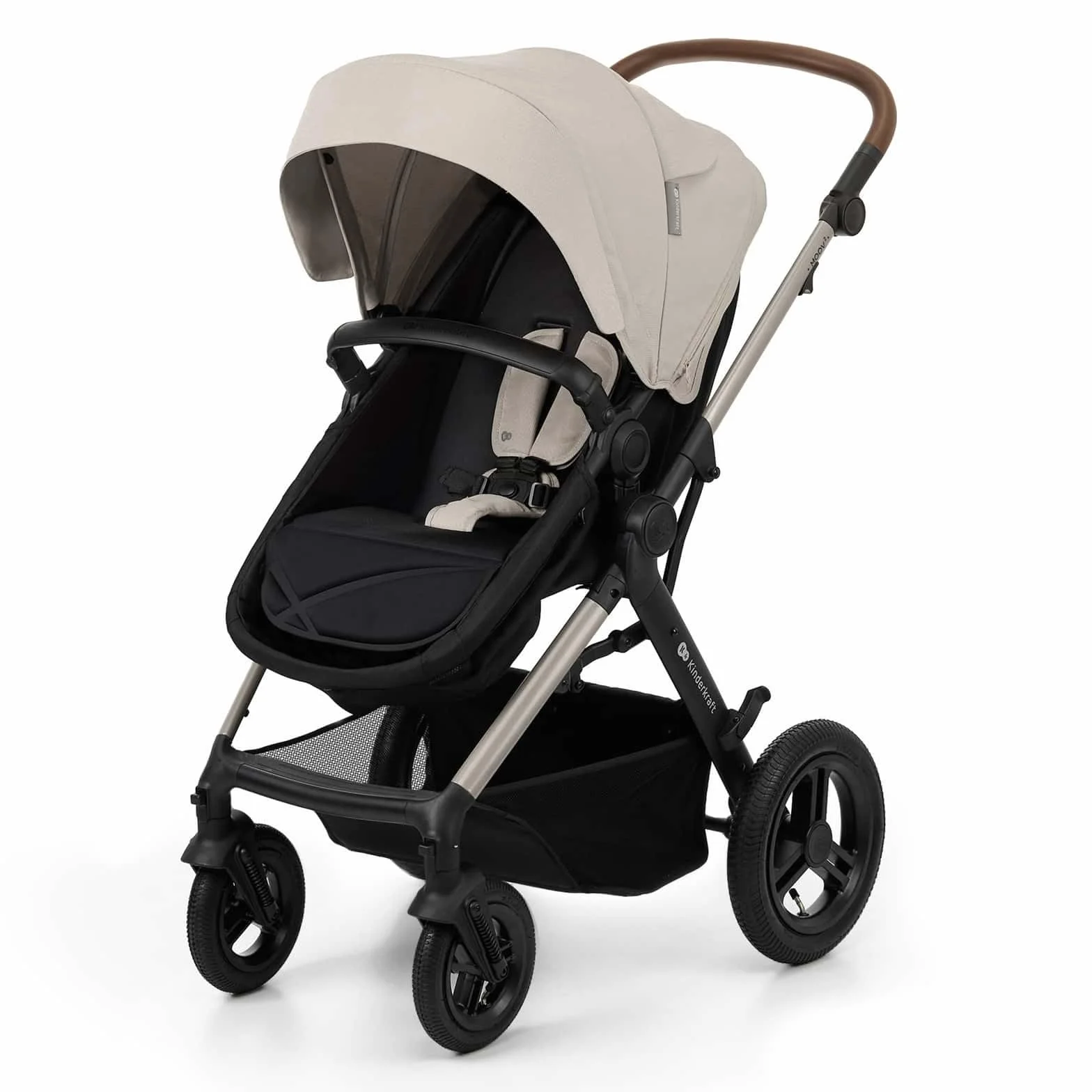 Kinderkraft MOOV 2 AIR 3 w 1, fotelik samochodowy, Mink PRO I-Size, system podróżny, wózek dziecięcy, krzesełko spacerowe, składane, dla noworodka, od urodzenia do 3 lat, Szary