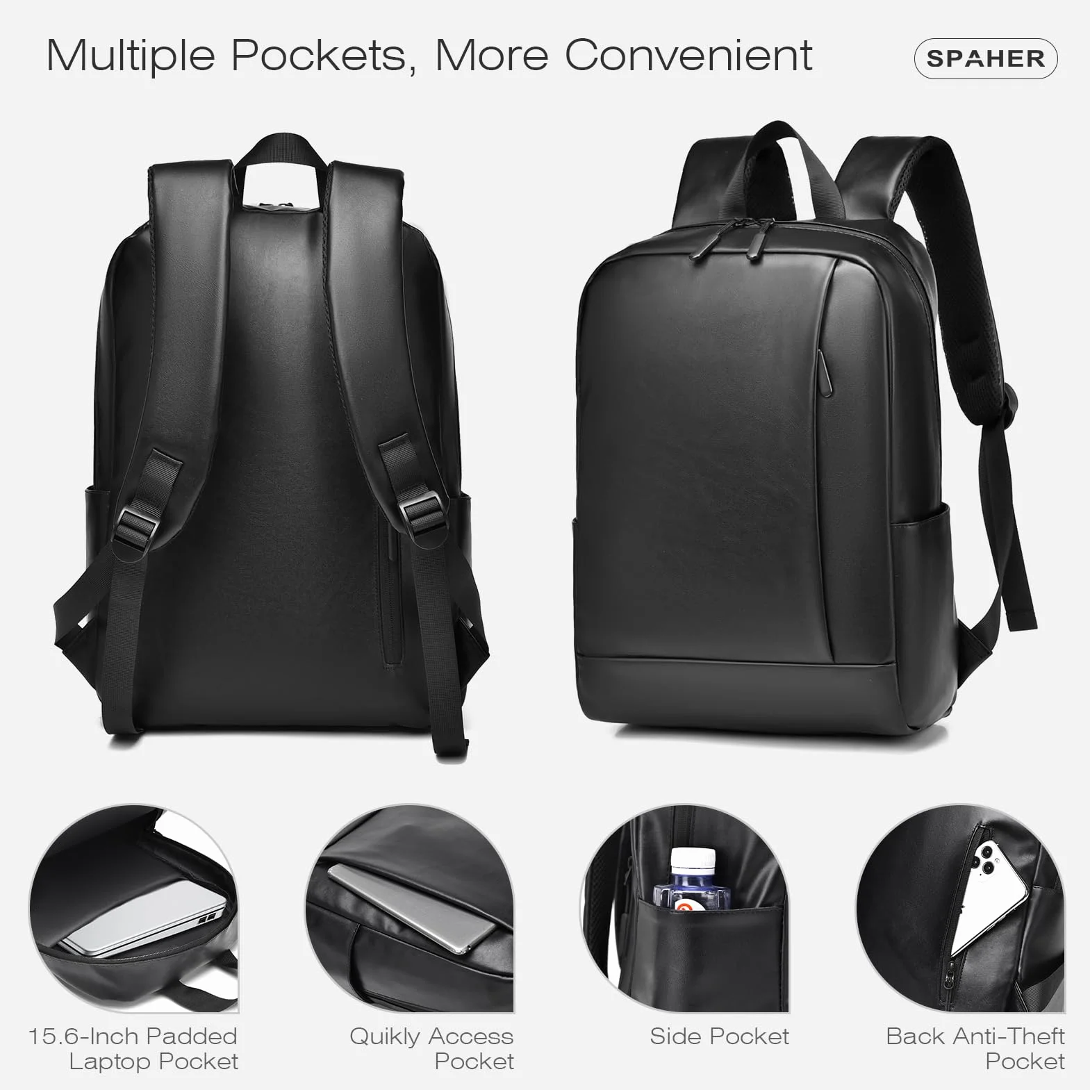SPAHER 20L Skóry Plecak Podróżny 40x30x15cm British Airways Bagaż Podręczny do Samolotu Plecak na Laptopa 15,6 Calowy Wodoodporny Roboczy Szkolny Biznesowy Plecak Mężczyzna Kobieta