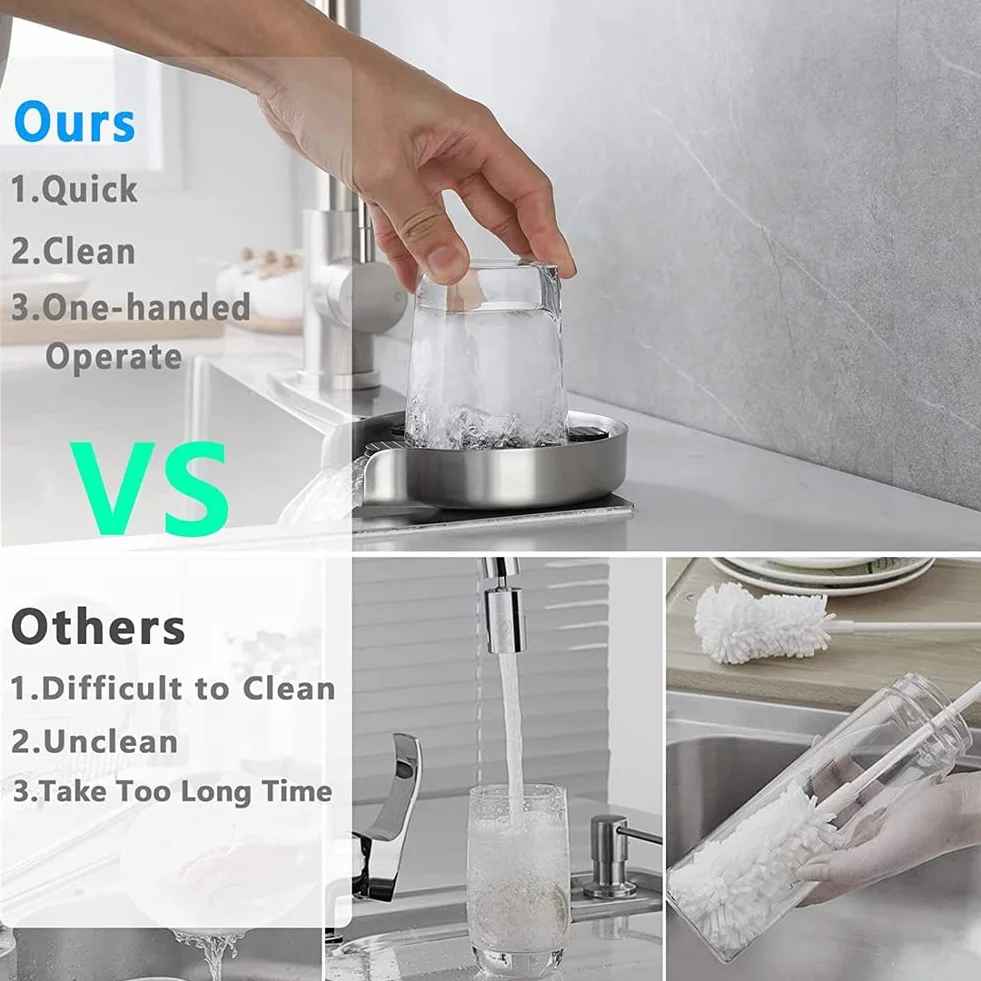 Lanko Cup Washer Glass Rinser for Kitchen Sink Tap Bottle Cleaner for Quick Cleaning at Bar Home Cafe