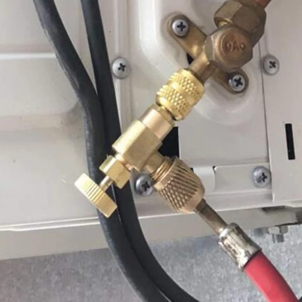 Jeffergarden 2 szt. płynny zawór bezpieczeństwa R410A R22 klimatyzacja czynnik chłodniczy naprawa i fluorek 1/4" adapter bezpieczeństwa do użytku domowego narzędzia