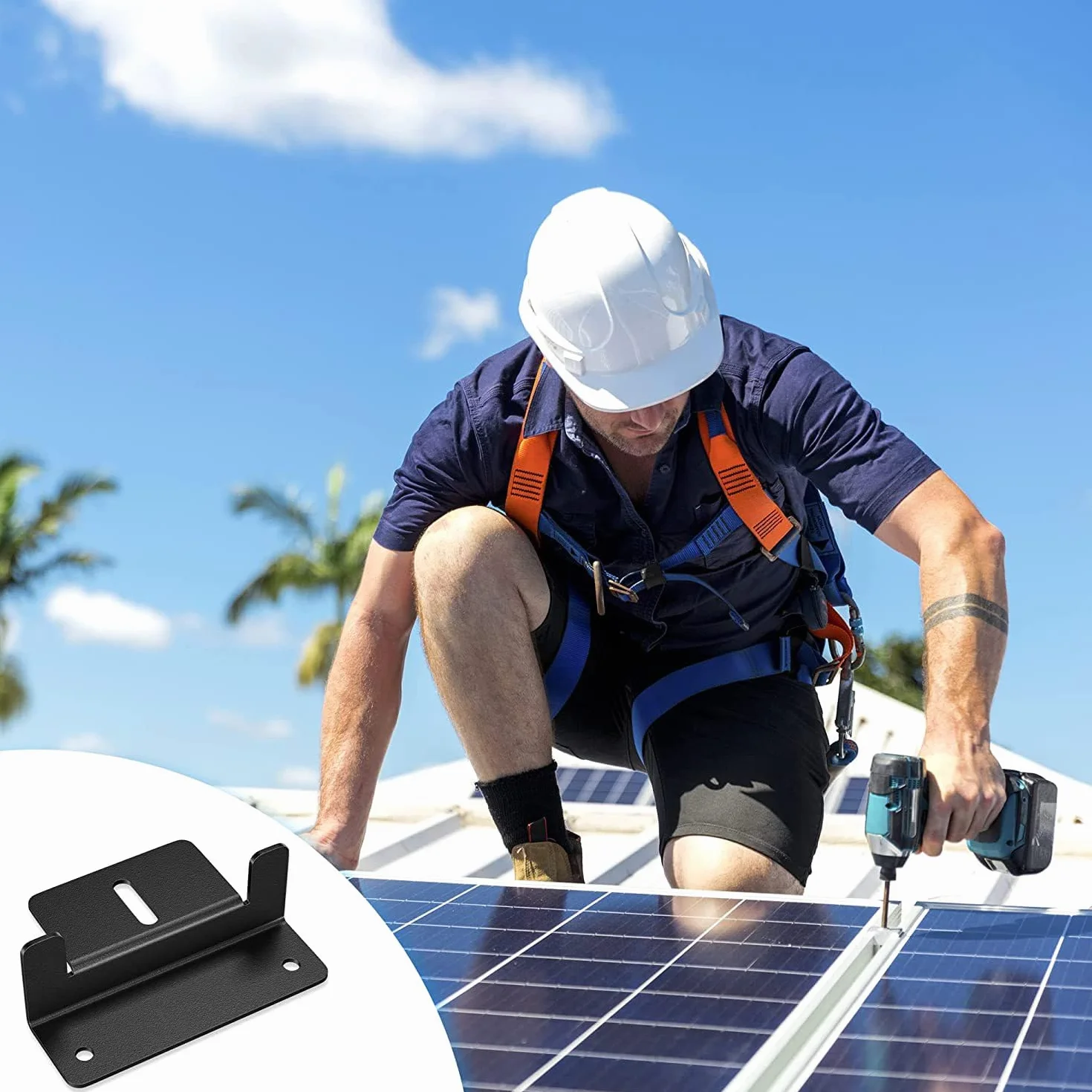 Uchwyt do modułu solarnego Z, panel słoneczny, uchwyt montażowy z nakrętkami i śrubami, montaż modułu solarnego, zestaw antykorozyjny do przyczepy kempingowej, łodzi i dachu, 8 sztuk (czarny)