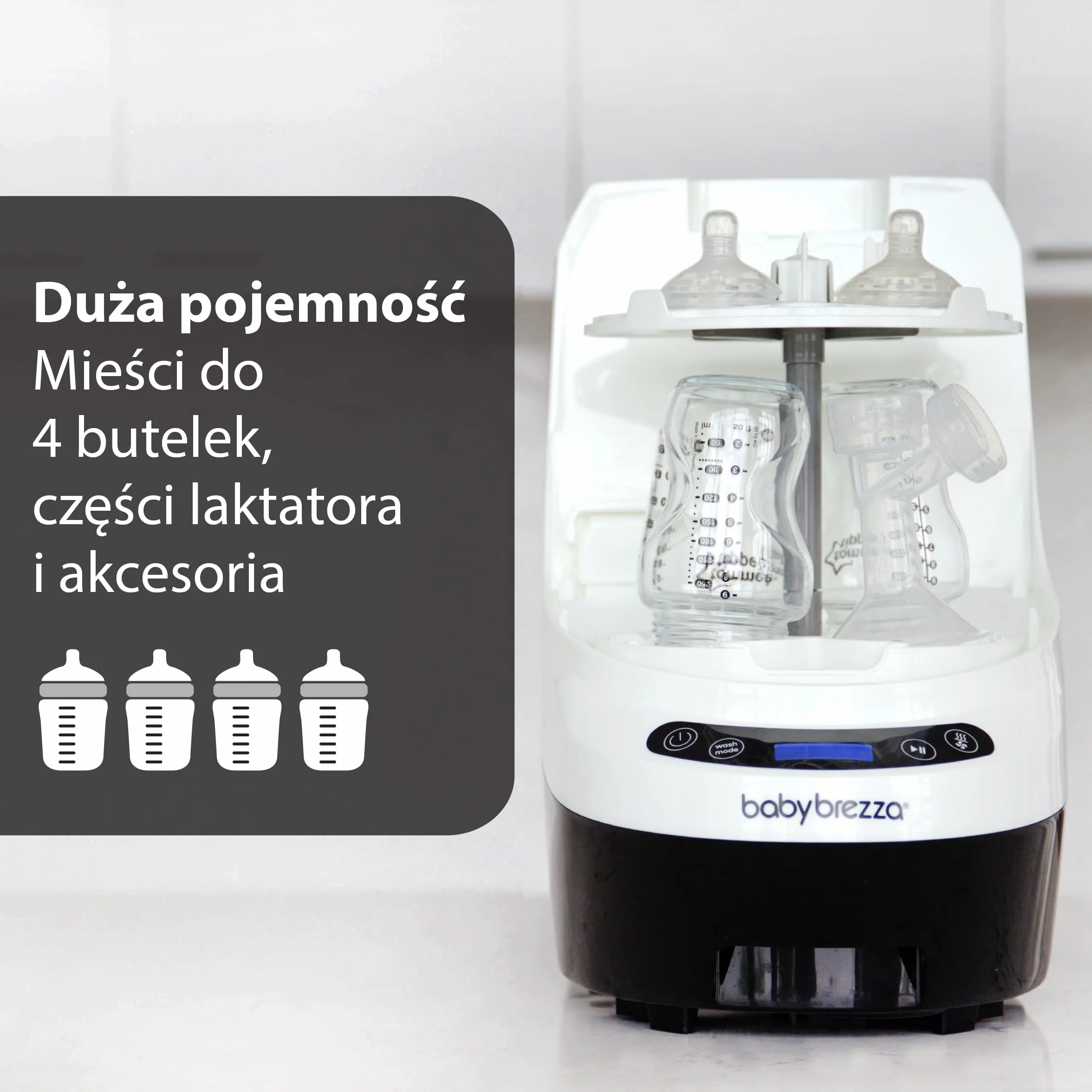 Baby Brezza Myjka do butelek Pro – środek do czyszczenia butelek dla niemowląt 3 w 1; mycie, sterylizacja, suszenie – uniwersalne czyszczenie wszystkich butelek: tworzywo sztuczne + szkło + smoczek