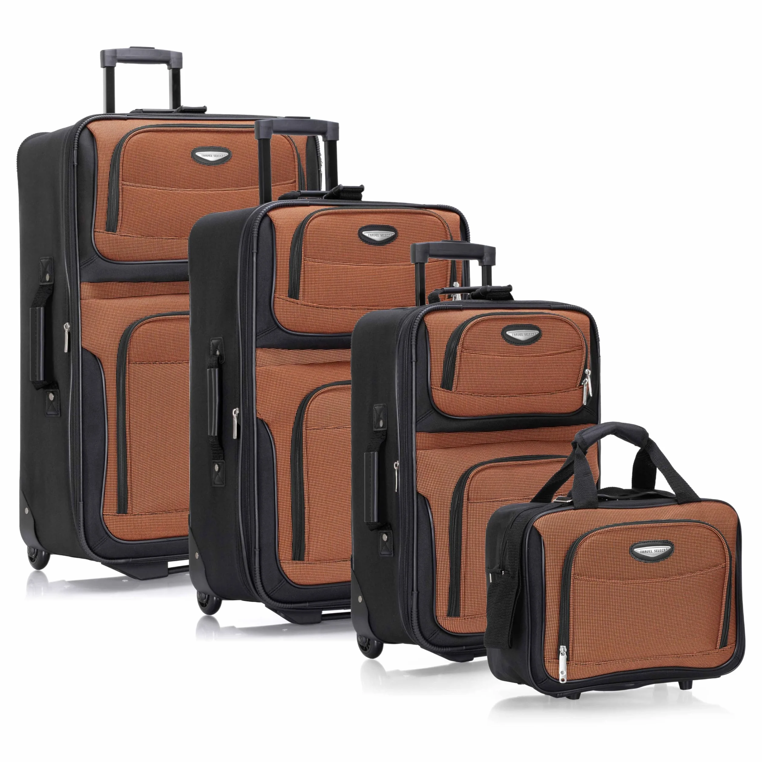 Traveler'S Choice Uniseks Amsterdam Zestaw Walizek, Pomarańczowy, 74 x 43 x 25 cm; 63,5 x 38,1 x 23 cm; 53 x 33 x 19 cm; 38 cm x 28 x 15 cm