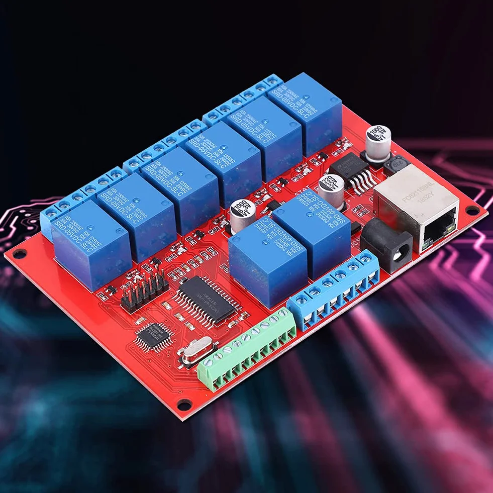 8-kanałowa Karta Przekaźnikowa Ethernet, Kontroler Modułu TCP UDP z Mikrokontrolerem Klasy Przemysłowej, 8 Kanałów Konfigurowalnych Przycisków