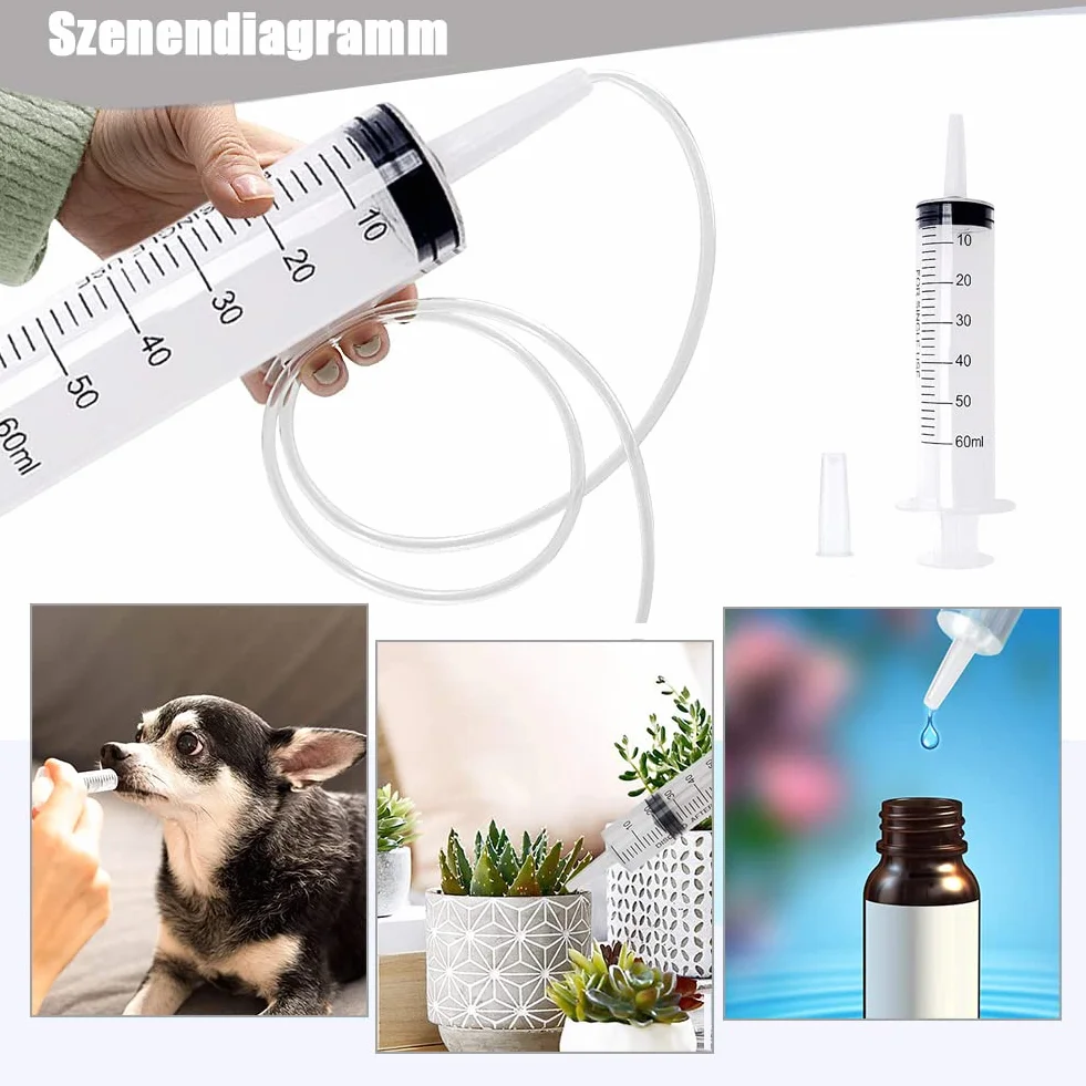 ACONDE Zestaw 2 strzykawek z wężem, strzykawka z tworzywa sztucznego, 200 ml, do codziennego użytku, laboratoriów naukowych i fabryk