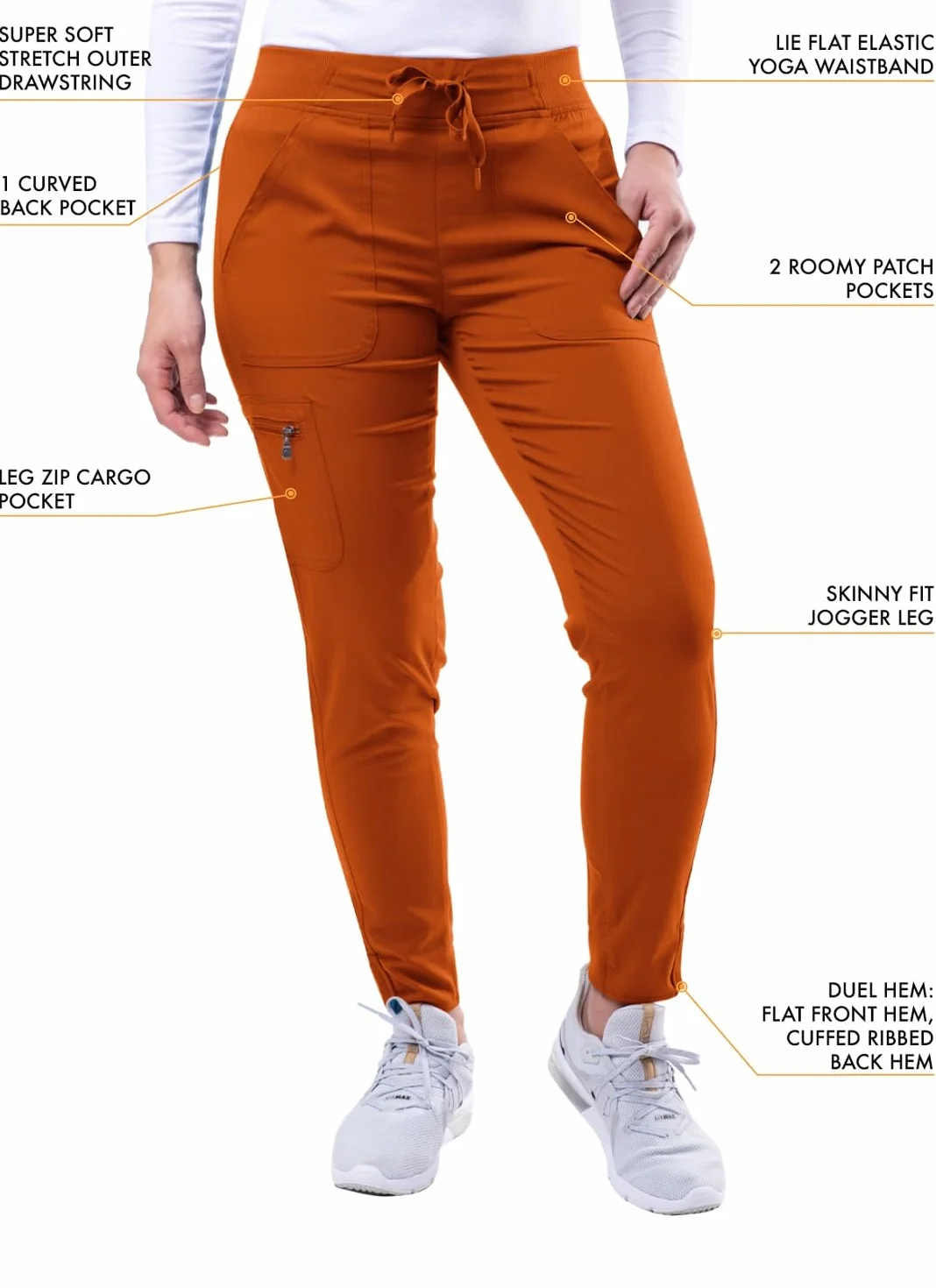 Adar Pro Movement Booster Scrub zestaw dla kobiet Sweetheart dekolt w serek Scrub Top i spodnie do jogi Cynamon XS
