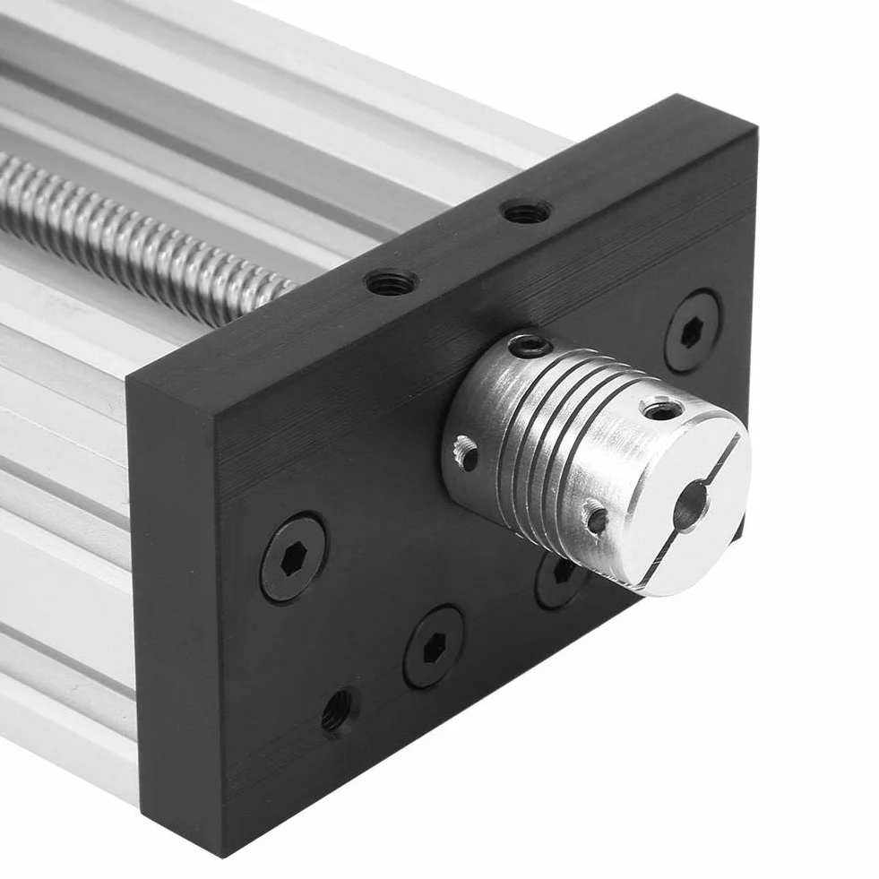 Liniowy stół przesuwny, długość przesuwu 250-500 mm Ślimakowy stół przesuwny Napęd stolika do grawerek w drukarkach 3D itp. Zautomatyzowane linie produkcyjne (250 mm srebrne)