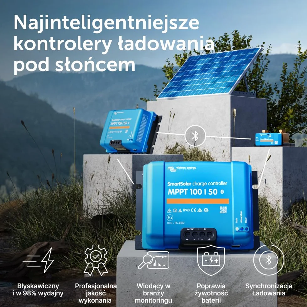 Victron Energy SmartSolar MPPT 100V 50 amp 12/24-Volt Kontroler Ładowania Słonecznego (Bluetooth)