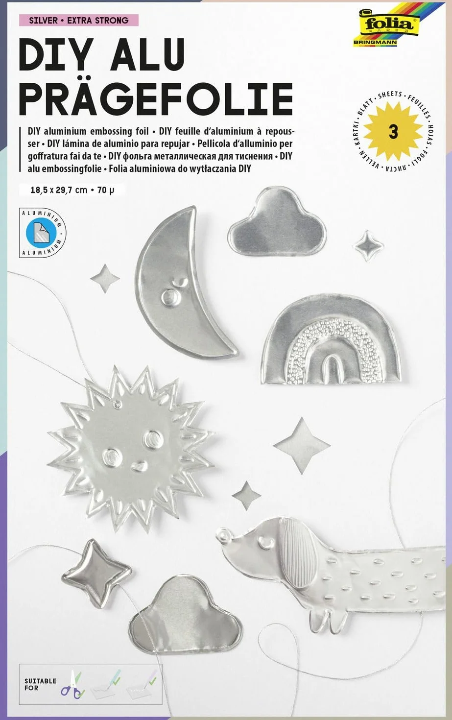 Folia Aluminiowa Folia do Wytłaczania, Srebrny, 18,5 x 29,7 cm