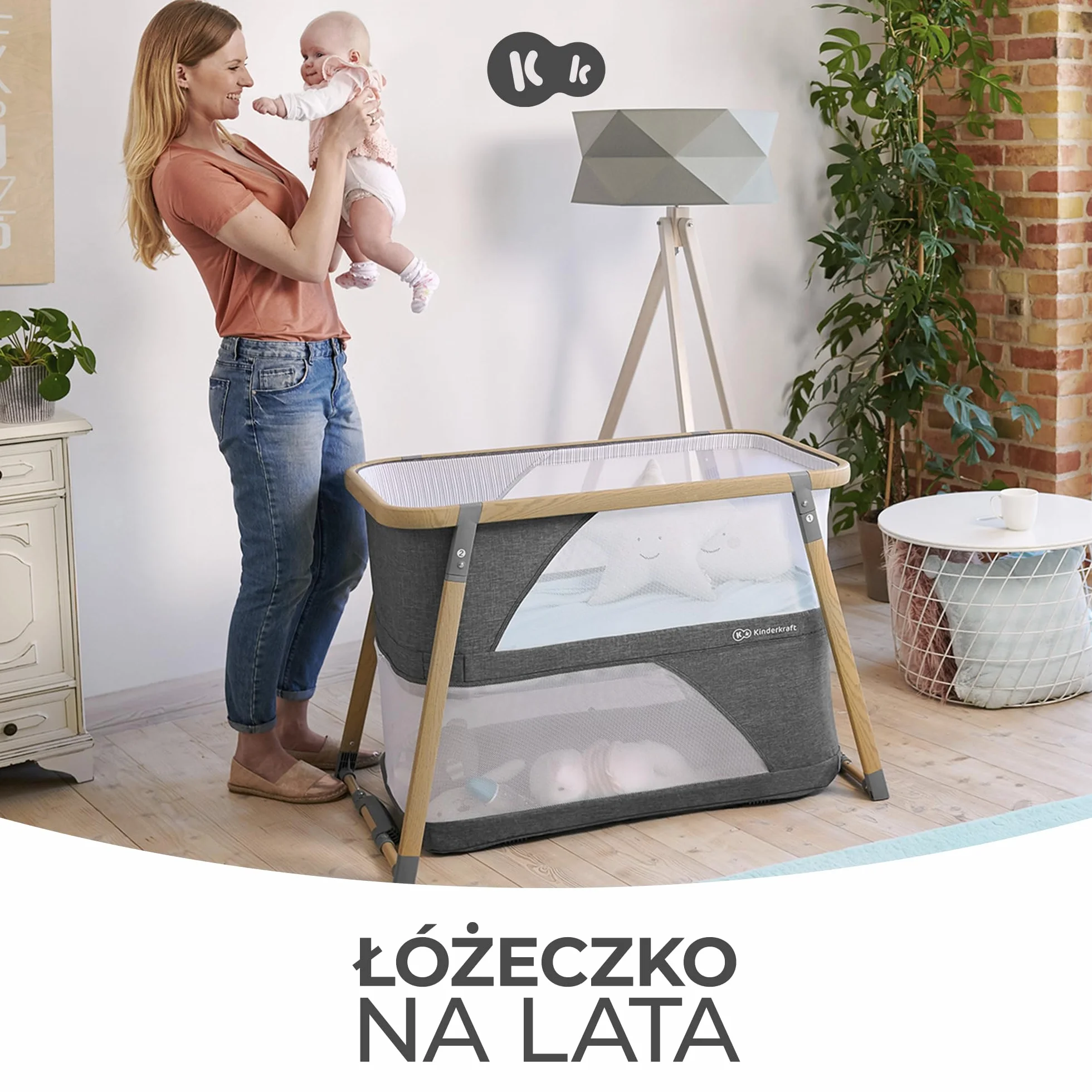 Kinderkraft Łóżeczko turystyczne 4w1 SOFI, Łóżko dziecięce, Kojec, Kołyska, Funkcja bujania, Szybkie składanie i rozkładanie, Dwa poziomy, Bezpieczny dla dziecka, Materac i Torba do transportu