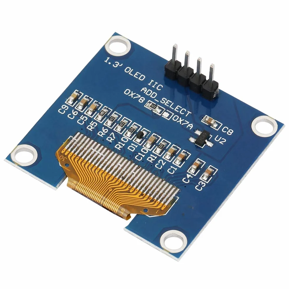 Moduł wyświetlacza OLED 1,3 cala rozdzielczość 128 x 64 4-pinowy I2C SSD1106 do inteligentnych urządzeń MP3 niebieski