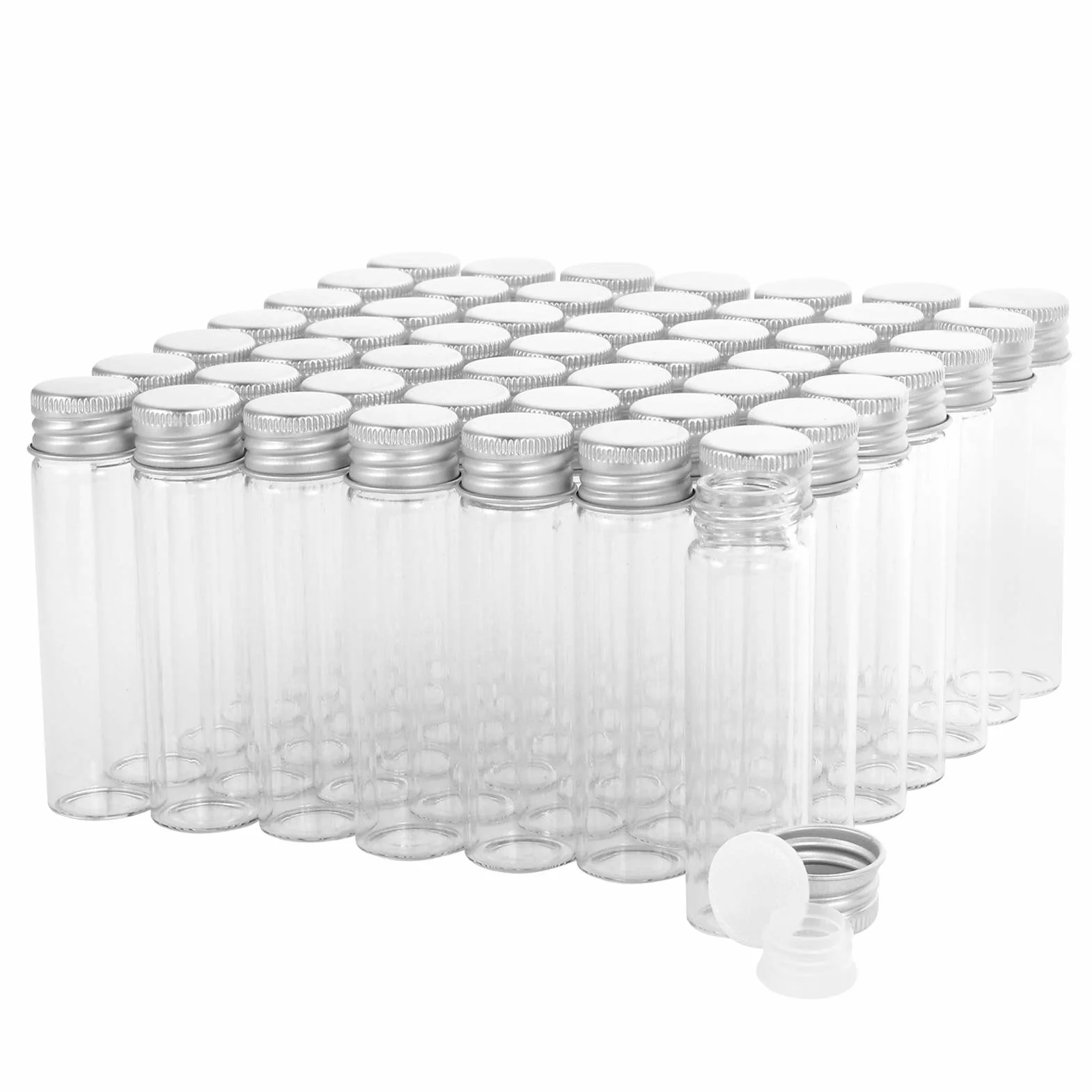 Fiolki szklane 20 ml z zakrętkami, szczelne fiolki na próbki płynów, 50 szt.