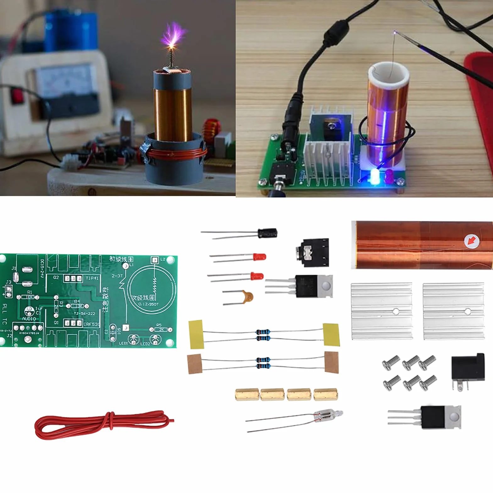 Moduł cewki tesli niezmontowany 15W DC 15-24V 2A Mini DIY głośnik plazmowy zestaw elektroniczny moduł cewki tesli projekt lutowania