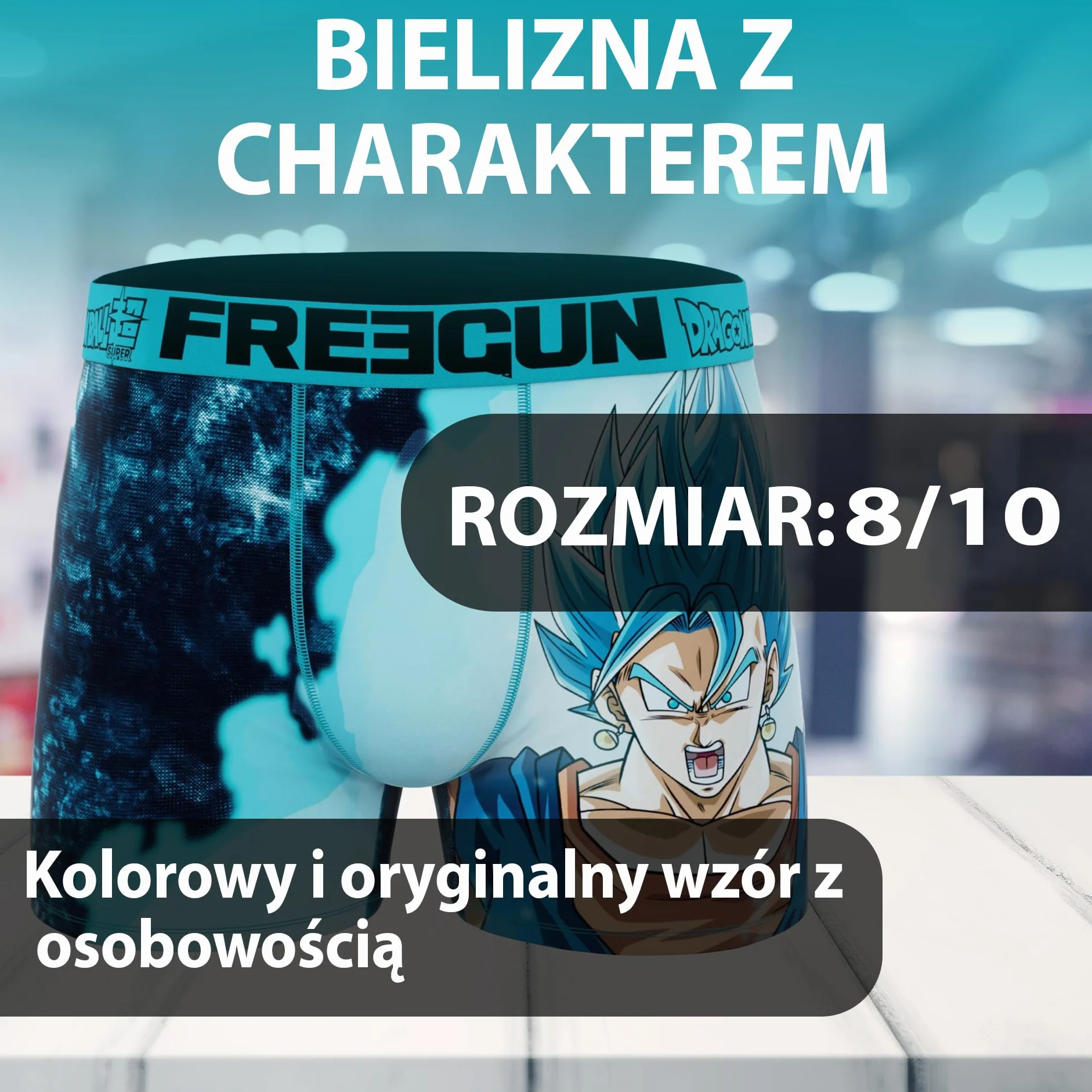 FREEGUN | Bokserki Chłopięce Fusion | Nadruk Dragon Ball Vegetto | Miękkie i Wygodne | Bielizna Sportowa | Bokserki Poliestrowe | Materiał Przeciw Otarciom | Bielizna dla Chłopców | 8/10