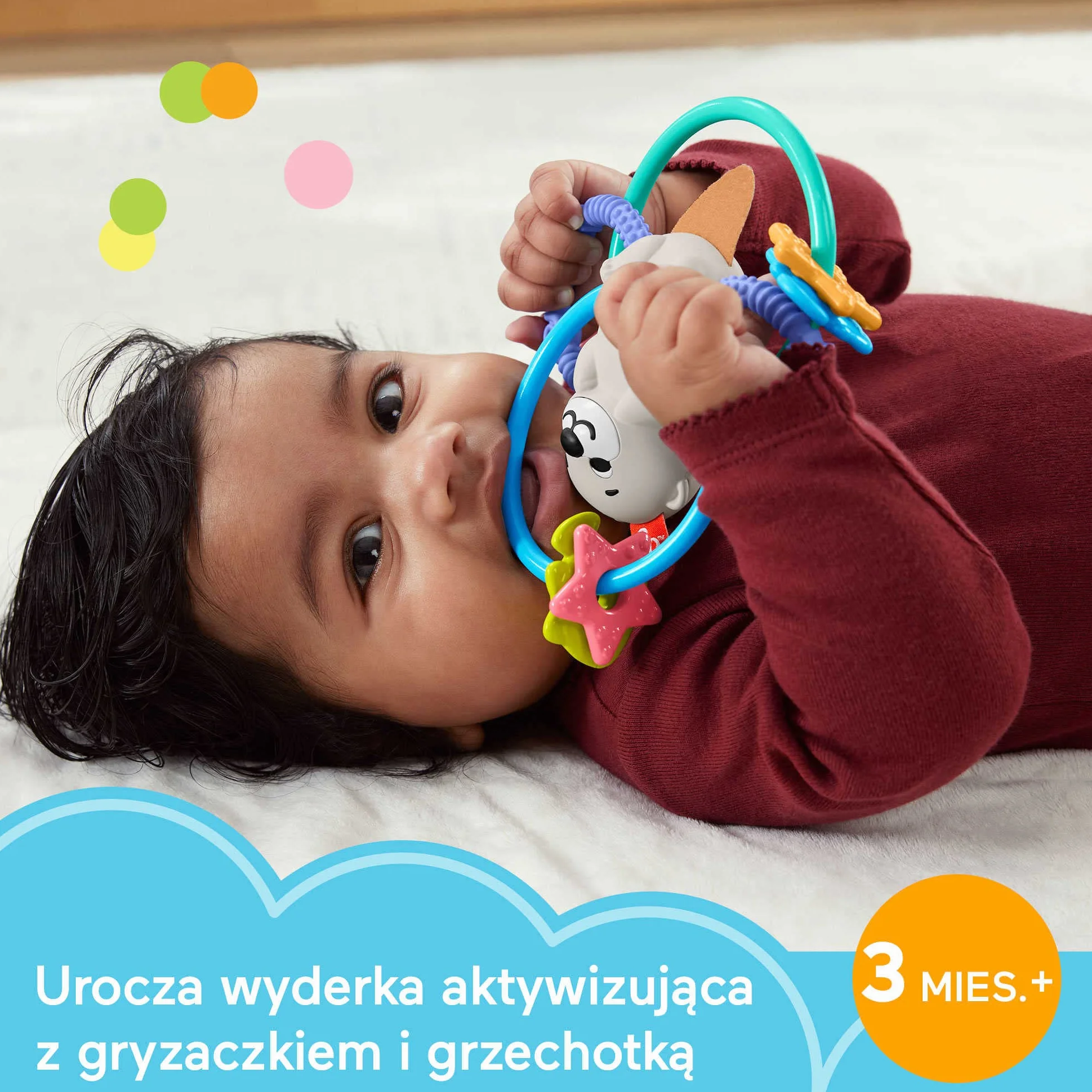 Fisher-Price Wyderka Zakręcony gryzaczek bez bisfenolu A, z elastycznymi krążkami, zabawka dla niemowląt, HJW12
