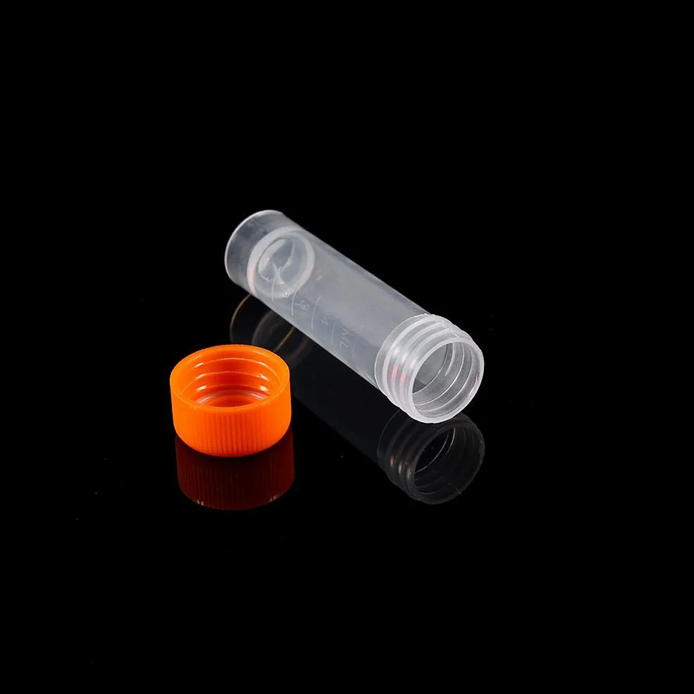 Plastikowe probówki 5 ml 10 szt. fiolki pojemniki na próbki z zakrętkami
