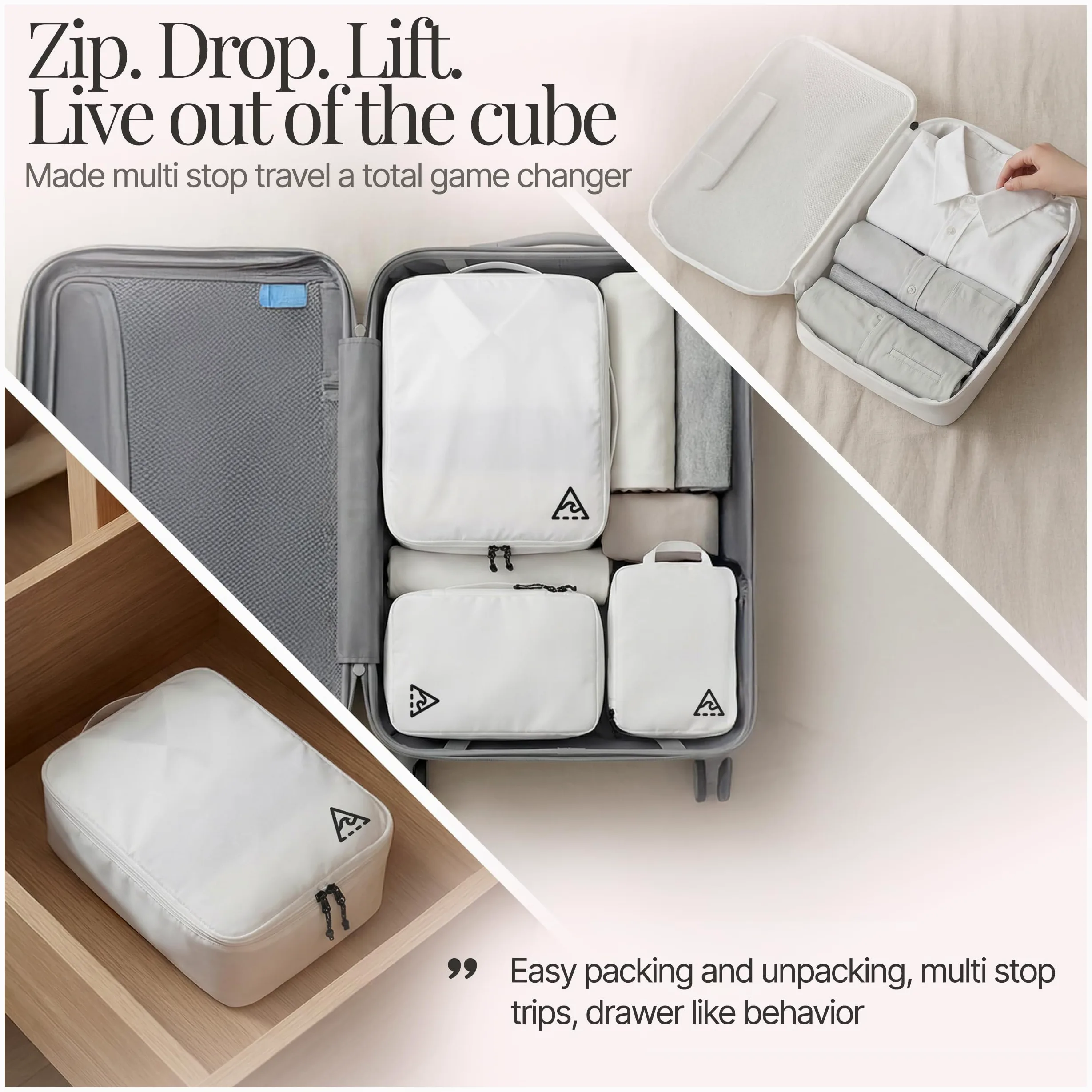 4-Piece Deluxe Compression Packing Cubes Travel - Maximize Space In Luggage With Double Capacity Design, Luxury Compressible Packing Cubes For Travel, Large, Small, & Medium Set