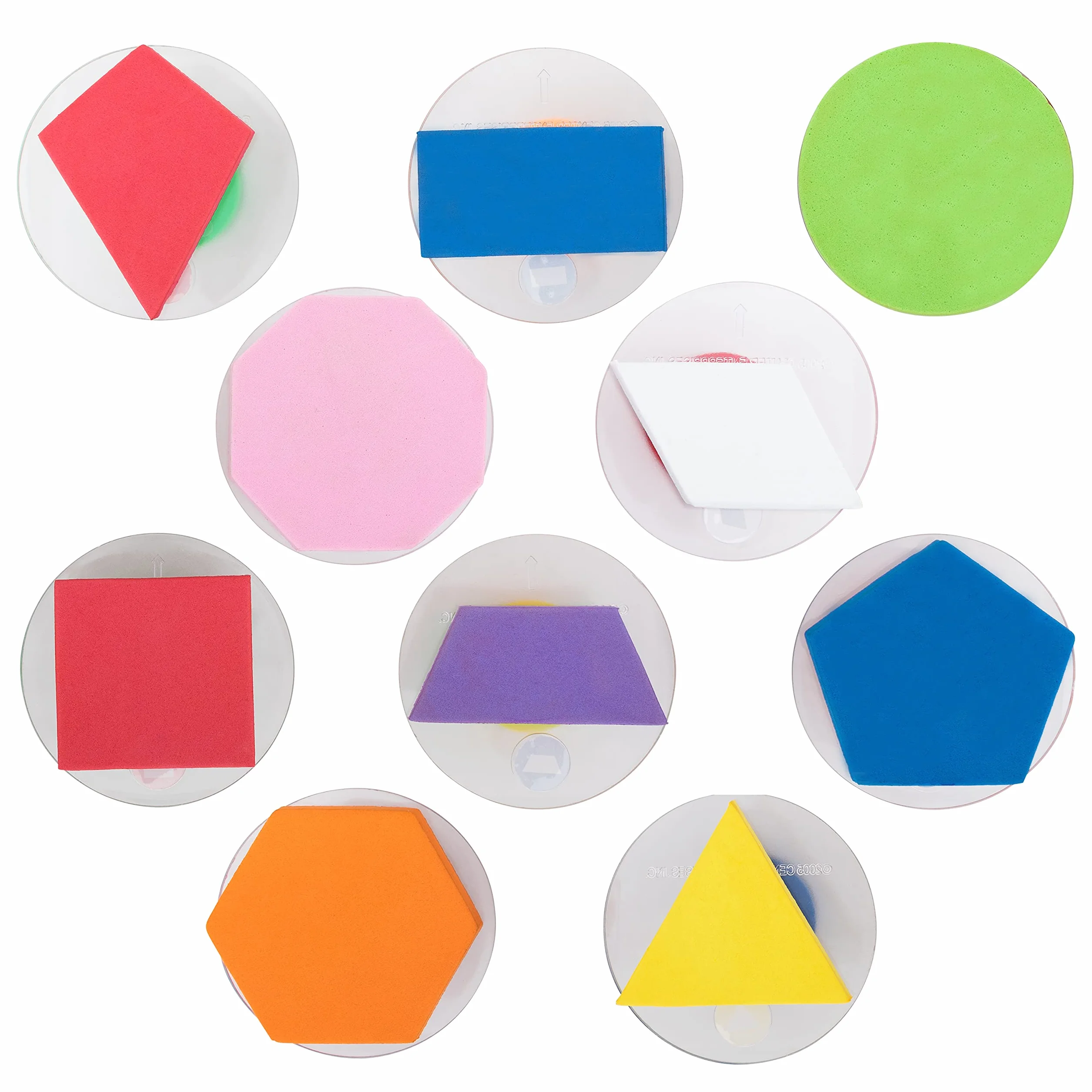READY 2 LEARN Olbrzymie stemple - geometryczne kształty - wypełnione - zestaw 10 sztuk - łatwe do trzymania pieczątki piankowe dla dzieci - znaczki artystyczne i rzemieślnicze do ekspozycji, plakatów,
