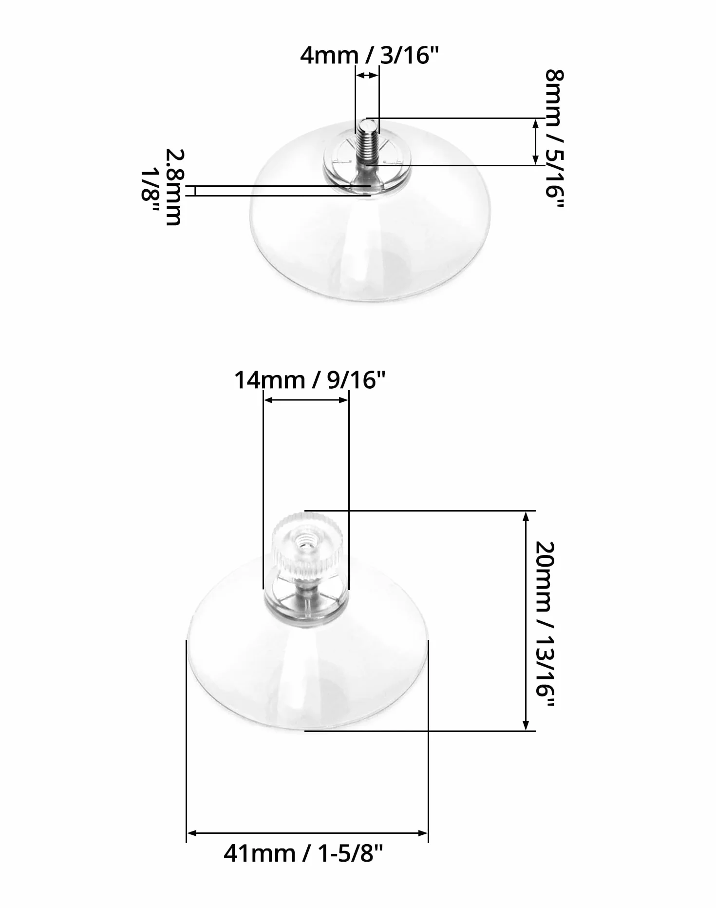 QWORK® 20 sztuk przyssawek, przyssawek do okien, Ø 40mm z nakrętką radełkowaną