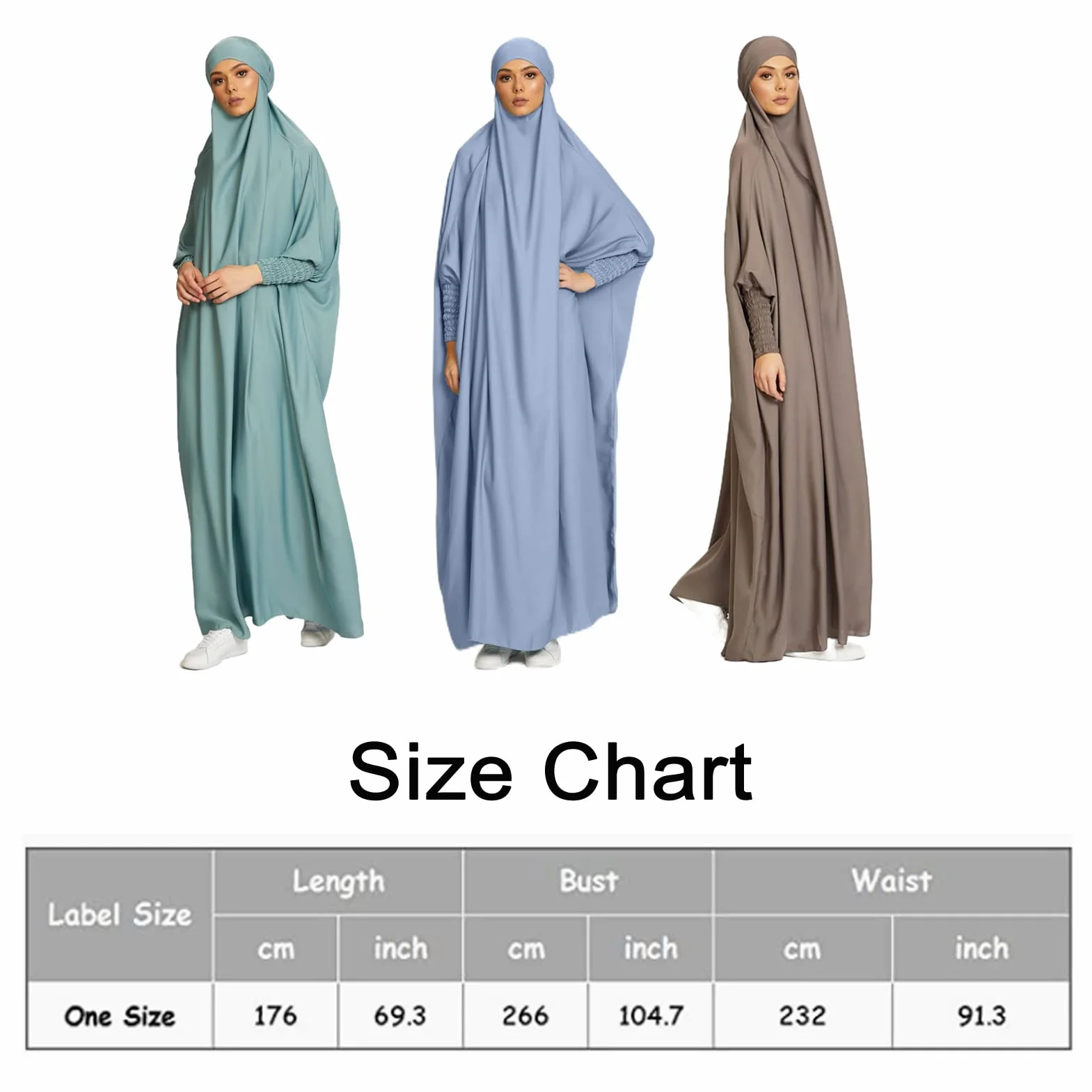 BRONG Jilbab Sukienka Muzułmańska Maxi z Hidżabem