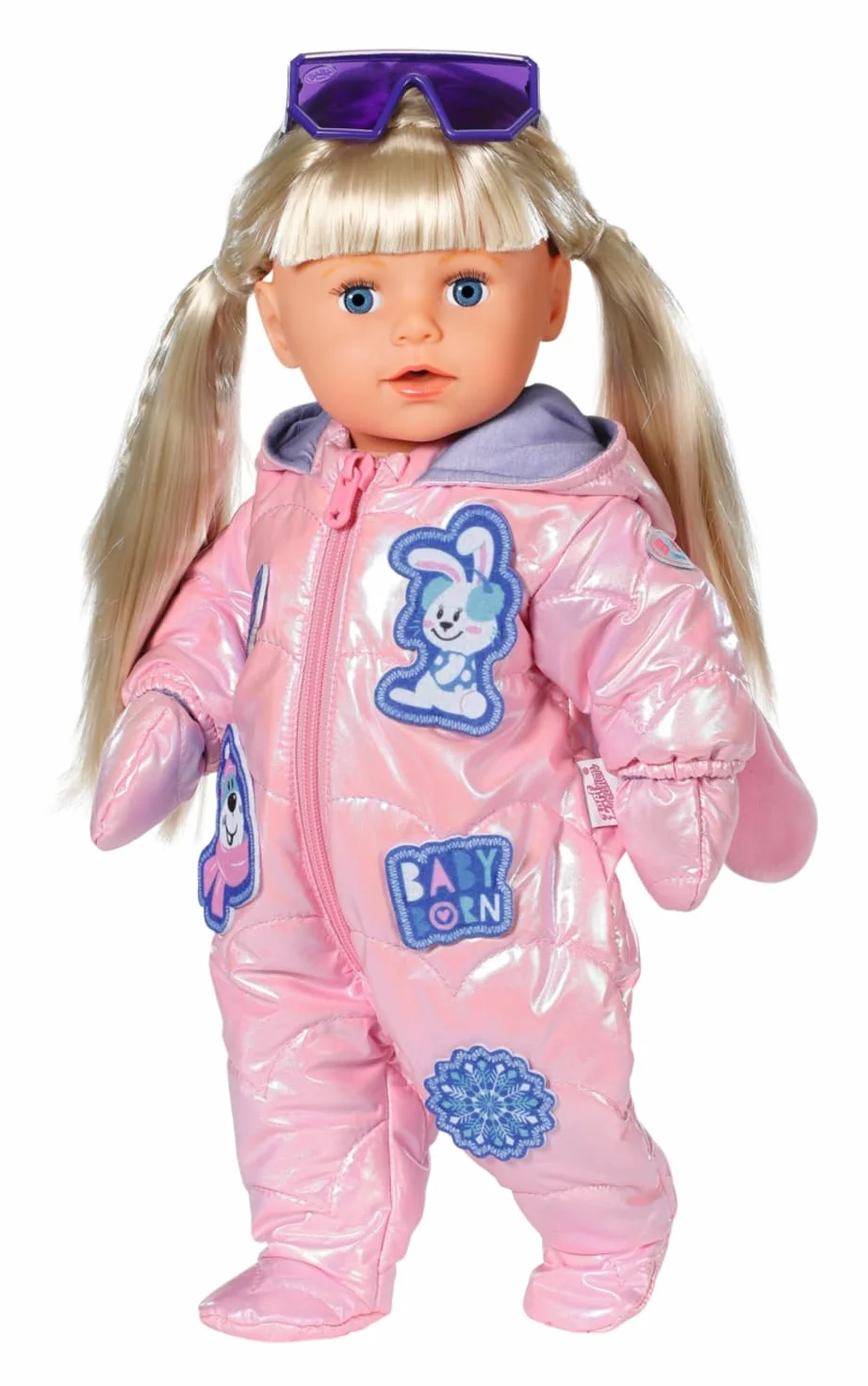 BABY born Kombinezon śnieżny Deluxe 834190 - zimowy strój dla lalek 43 cm z pasującymi rękawiczkami i okularami przeciwsłonecznymi - odpowiedni dla dzieci od 3 lat