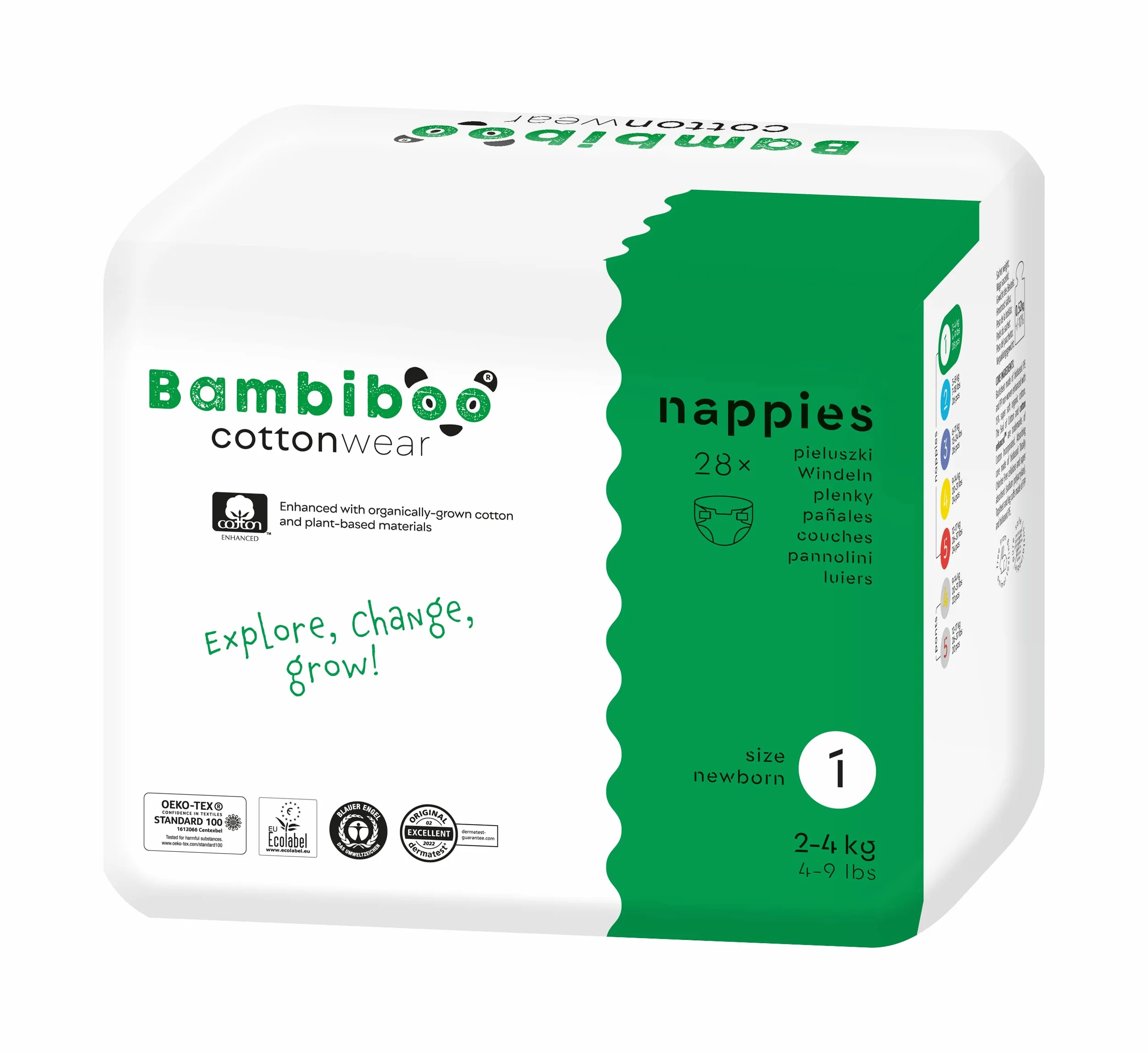 Bambiboo Pieluchy Jednorazowe, Biały, 28 szt./Rozmiar 1