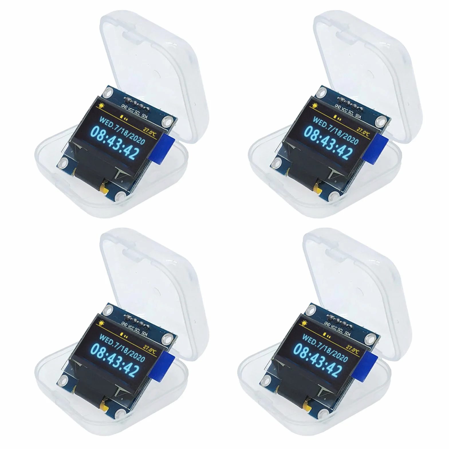 4 sztuki wyświetlacza OLED LCD 0,96", 128 x 64 pikseli, napęd 1315, interfejs IIC, moduł wyświetlacza, kompatybilne z Arduino (żółty i niebieski)