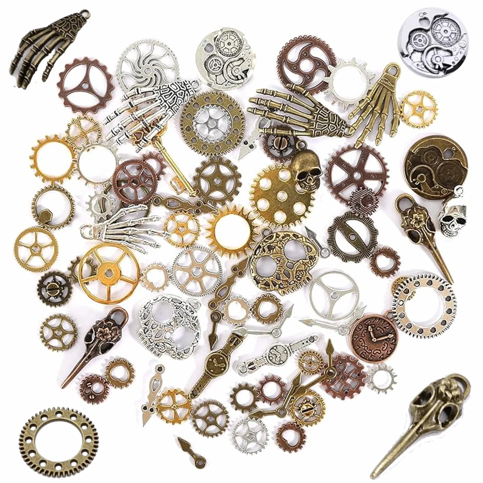 Oykrueats 76 sztuk akcesoriów do steampunk, dekoracja w stylu vintage, steampunk, zawieszka z zębatką w stylu vintage, antyk szkielet, akcesoria do rzemiosła, produkcji biżuterii, akcesoria, no,
