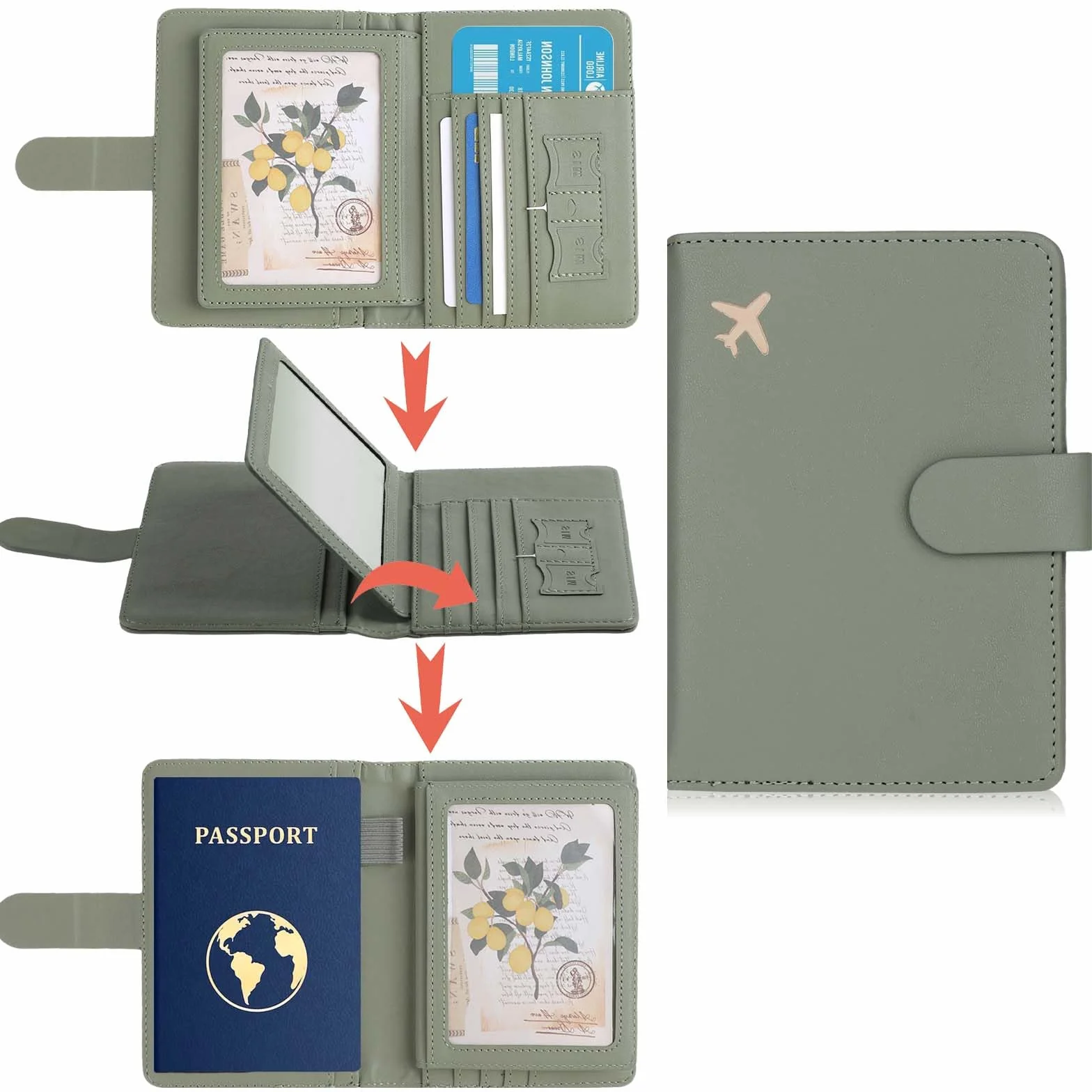 COMNICO Etui na paszport, smukłe, minimalistyczne etui na paszport, urocze, wodoszczelne, dla kobiet i mężczyzn, rodziny, na podróż, gotówkę, dowód osobisty, wizytówki, czarny, 6 × 4.3× 0.6 inches,