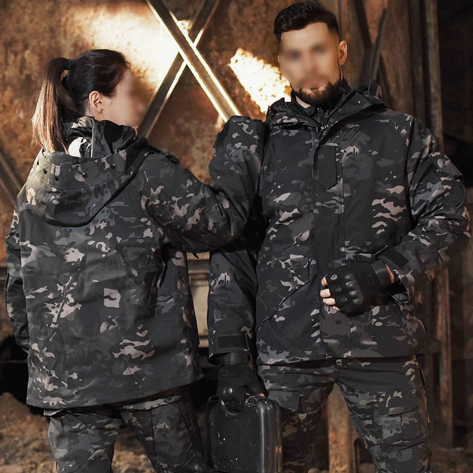 Wiatroszczelna/przeciwdeszczowa taktyczna kurtka szturmowa, outdoorowa odpinana odzież polarowa kamuflażowa, pogrubiony dwuczęściowy mundur, wojskowy fan szturmowy polowanie alpinizm odzież garnitur