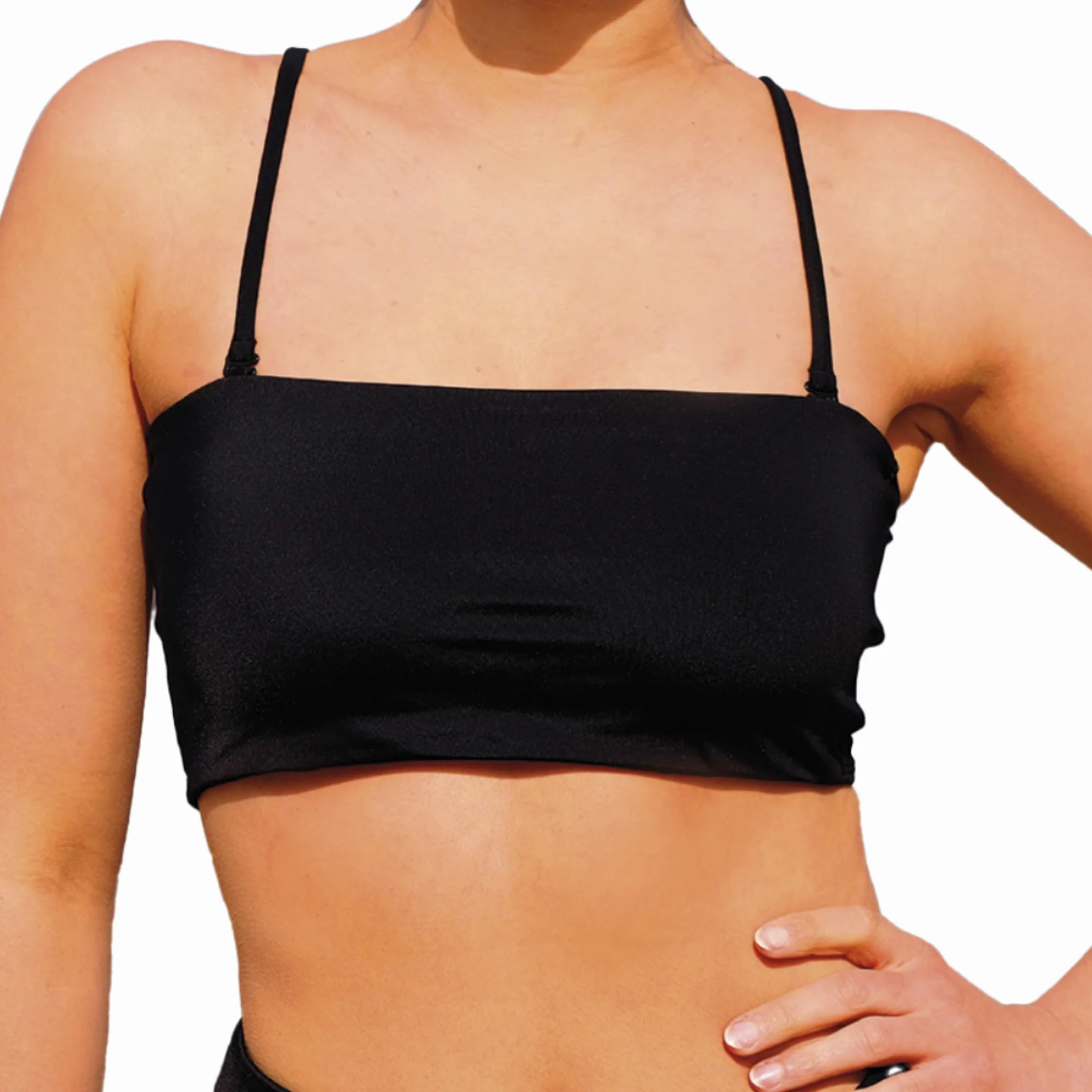MYLILY Bikini Top Bandeau | Bandeau Top Ladies | Odpinane ramiączka i bez ramiączek | Bandeau Bikini | Bikini Top Black
