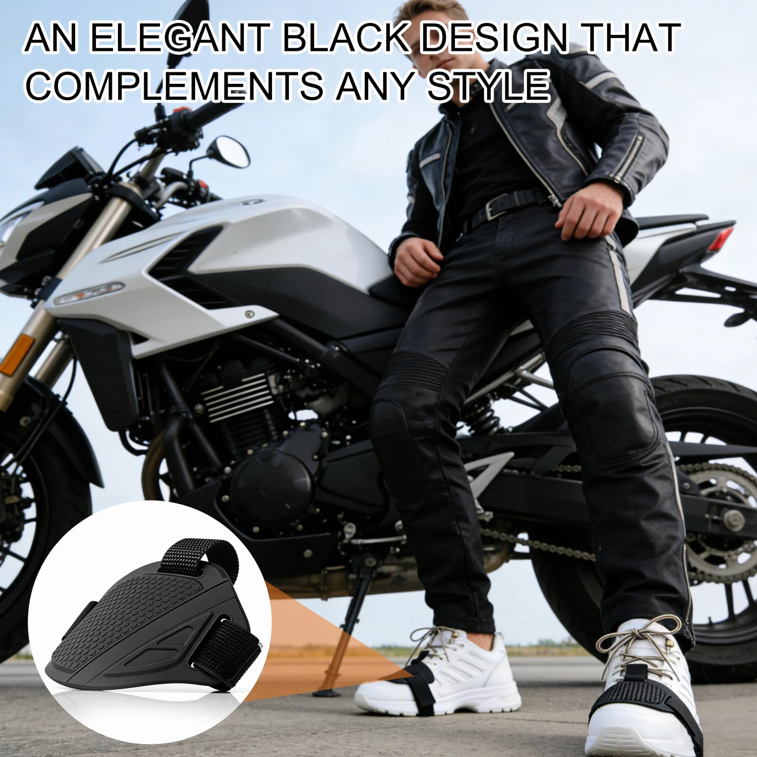 Osłona na buty motocyklowe, ochrona butów, antypoślizgowa podkładka zmiany biegów, osłona na buty, z elastyczną taśmą, akcesoria ochrona i styl przy każdej zmianie biegów, 1 szt