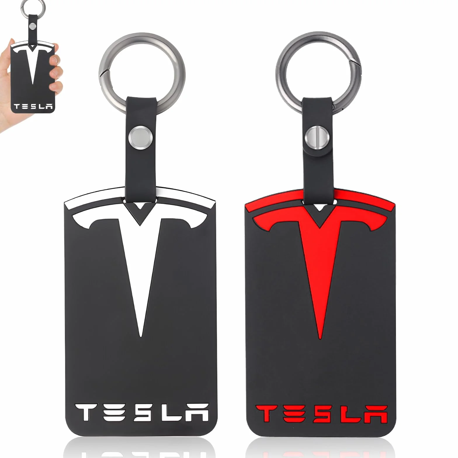 Aicharynic 2 sztuki uchwytów na karty do Tesla Model 3, model Y, silikonowy breloczek do kluczy, uchwyt na karty, akcesoria Tesla, kolor czarny, Tesla, uchwyt na karty, czarny, /