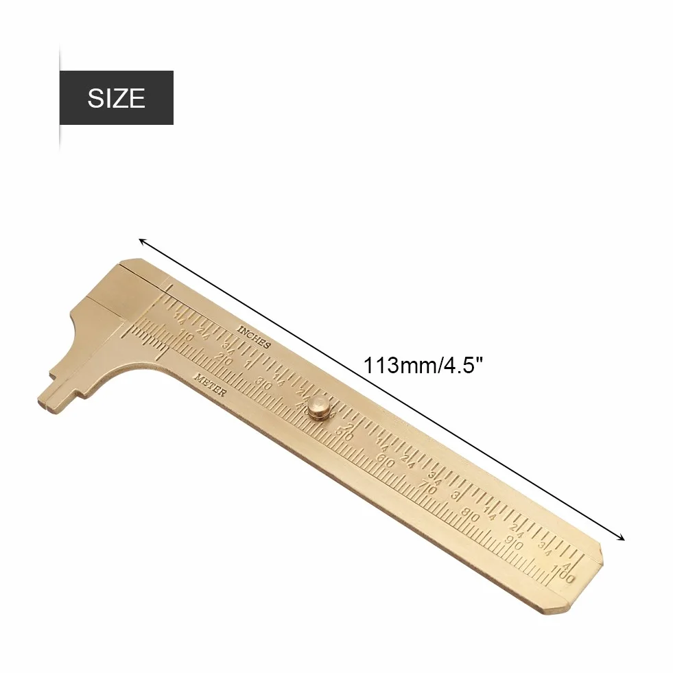 Poręczna suwmiarka Mosiężna linijka pomiarowa Podwójna skala mm/cal Mini mosiężna linijka kieszonkowa 80 mm 100 mm opcjonalnie (podwójna skala 100 mm)