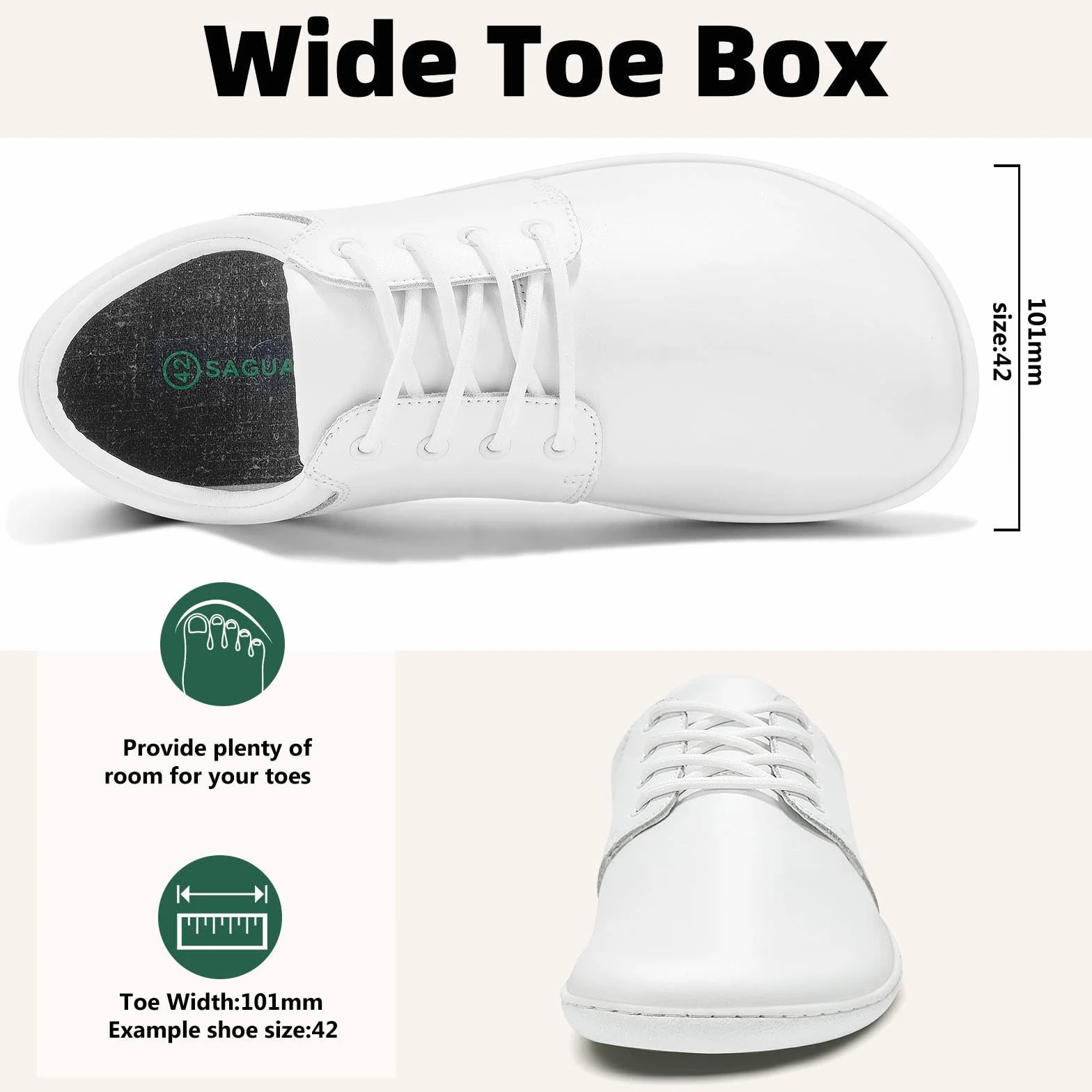 SAGUARO Barefoot Męskie buty casualowe minimalistyczne - z Wide Toe Box, Noble II, Gr.36-48