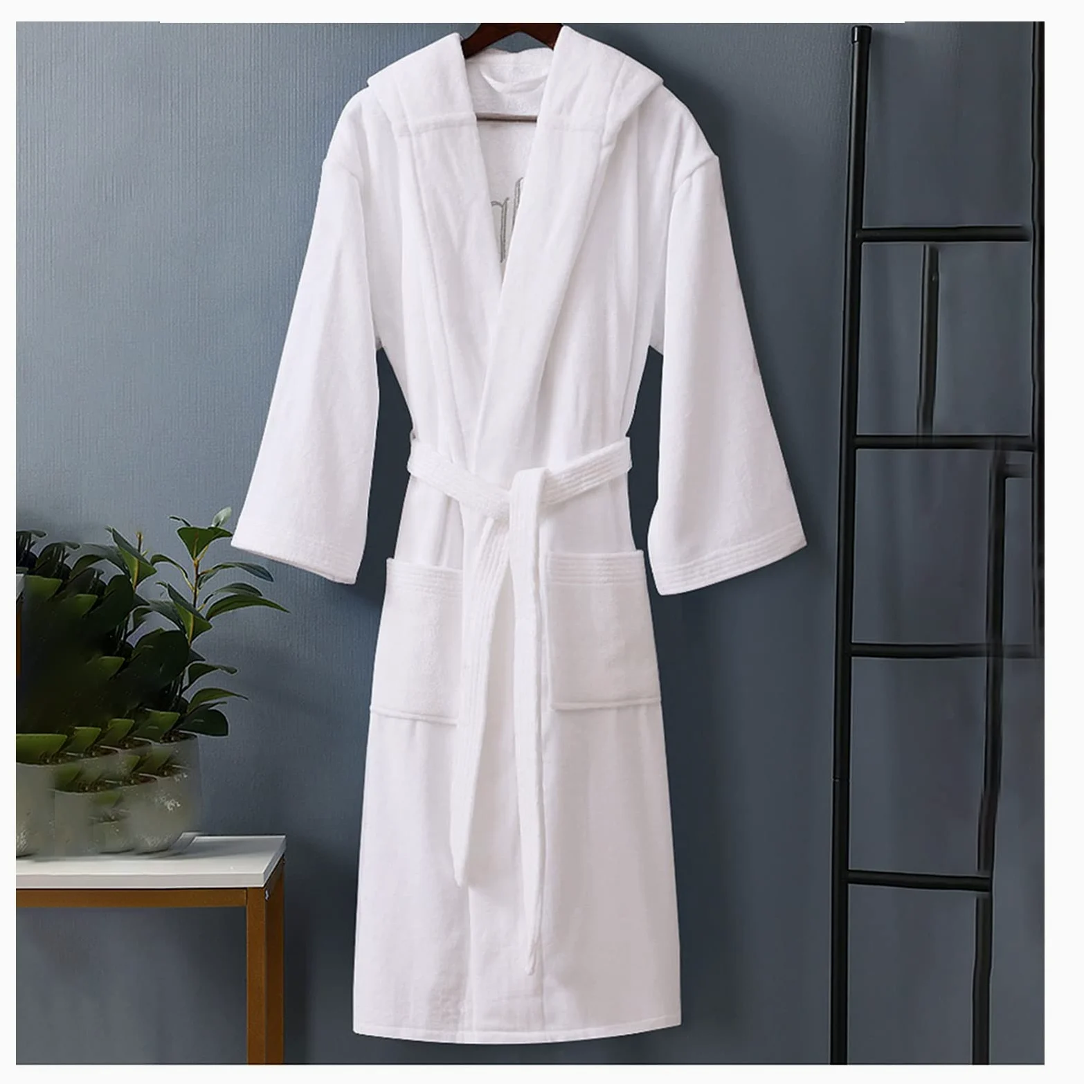 szlafrok damski dtugi Bawełniany Płaszcz Do Sauny Frotte,Luksusowy Szlafrok Bawełniany Frotte, Szlafrok Dla Mężczyzn I Kobiet 100% Czesana Szata Frotte Unisex Spa - Szlafrok Najwyższej Jakości
