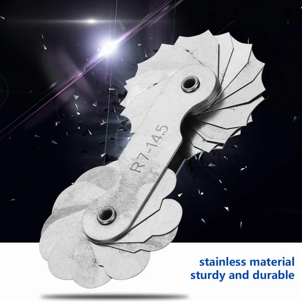 Miernik Zaokrąglenia, Miernik Promienia, R0.3 do 1.5 R1 6.5 R7 14.5 R15 25 R25 50 R52 100MM promień Zaokrąglenia ze Stali Nierdzewnej (R7-14,5 MM)