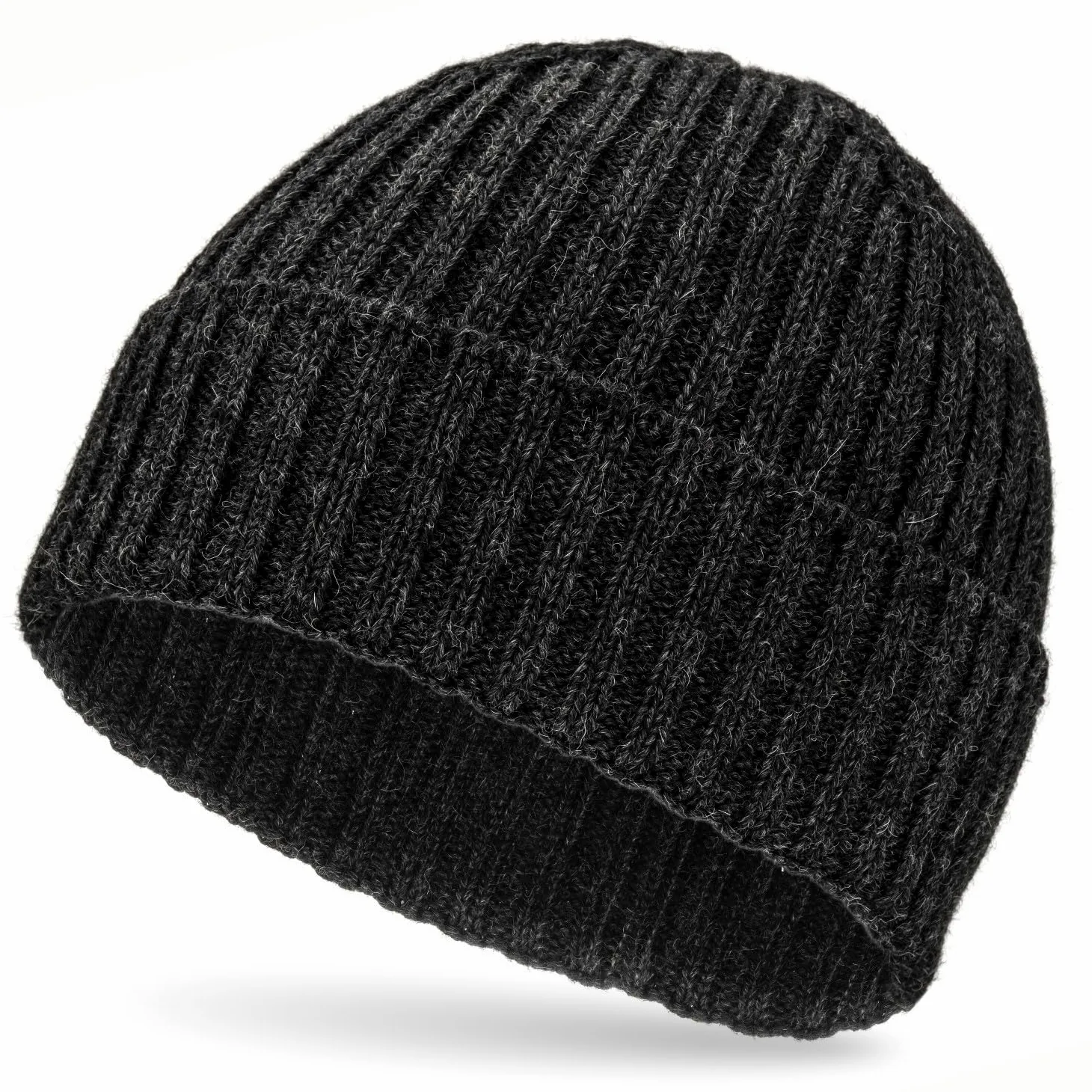 HANSA-FARM miękka damska i męska czapka w 100% z wełny alpaki, w ponad 14 kolorach - wysokiej jakości zimowa czapka z dzianiny / czapka wełniana Beanie, Anthrazit - NFA14, jeden rozmiar