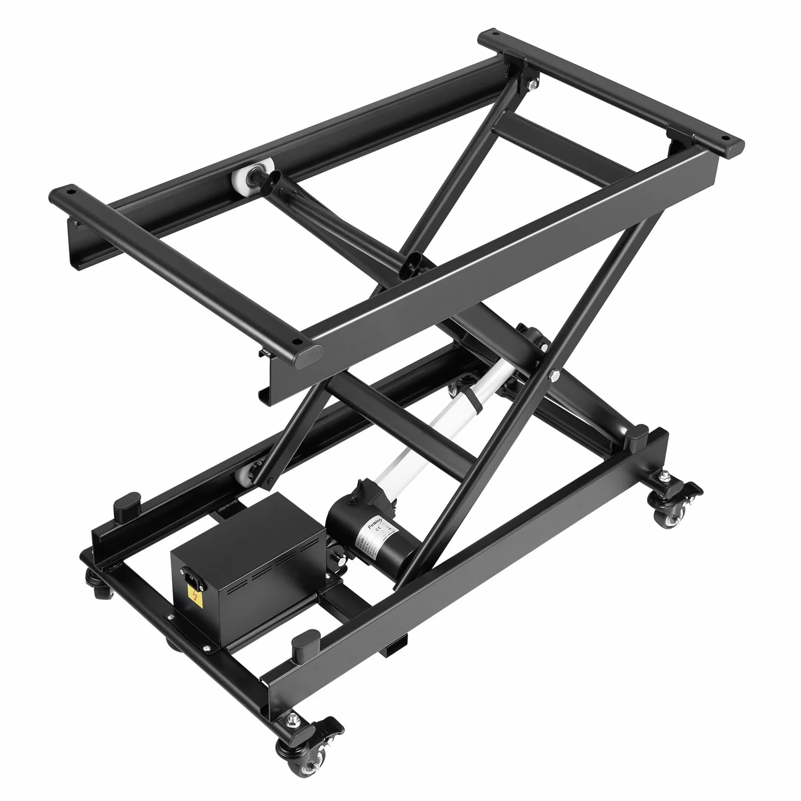 VEVOR Elektryczny stół podnoszący, 76 x 44 cm, nośność 150 kg, podnośnik nożycowy, 200 do 710 mm, z regulacją wysokości, podnośnik kawowy z 4 kółkami, do obsługi materiałów i transportu, czarny