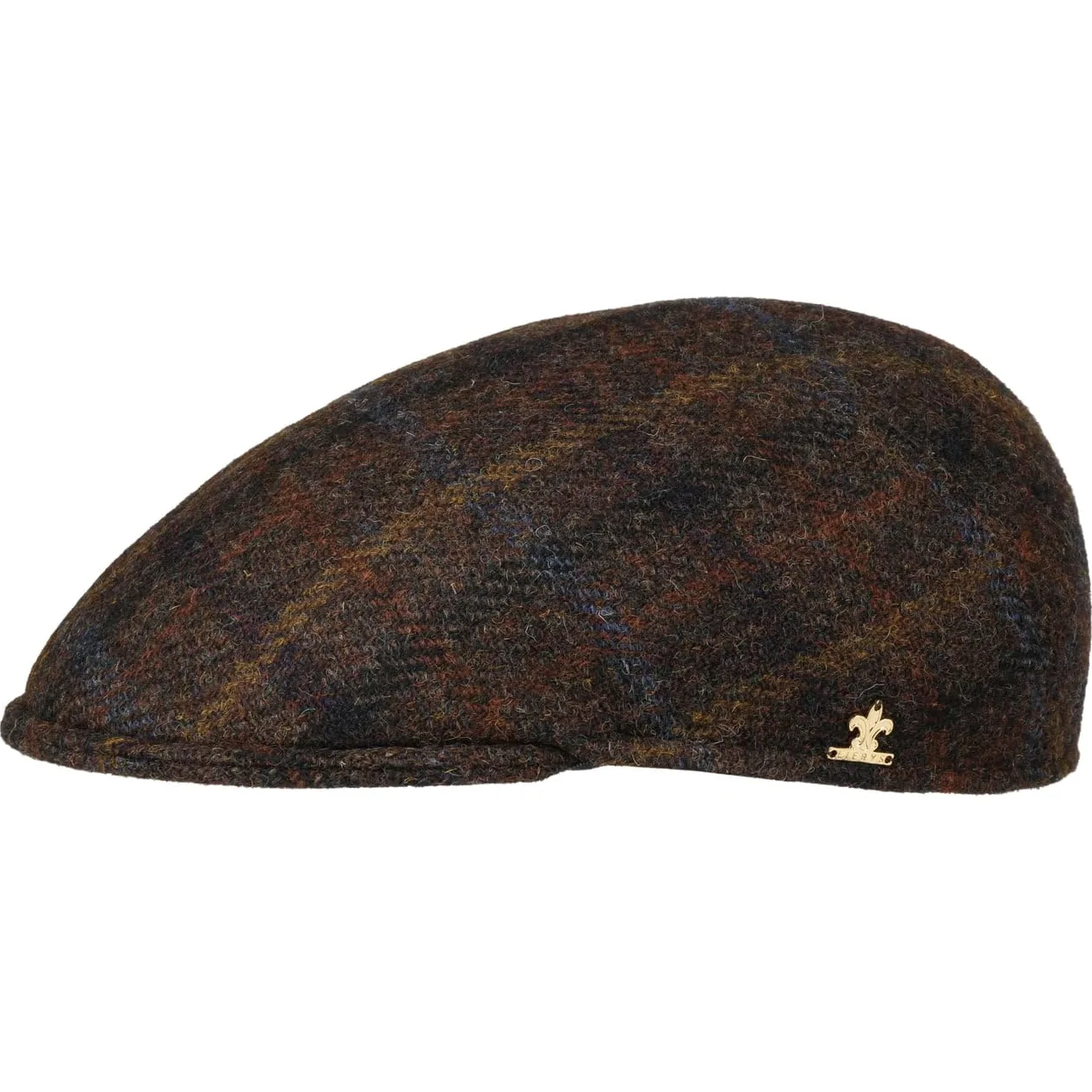 LIERYS Gold Vialo Wool Check płaska czapka z daszkiem męska – Made in Italy z daszkiem na jesień-zimę