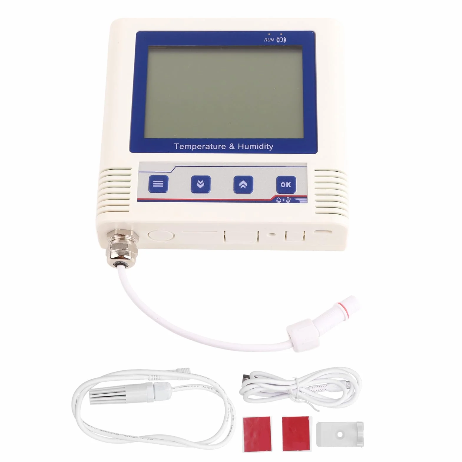 Rejestrator Danych Temperatury i Wilgotności Wyświetlacz LCD Rejestrator USB Czujnik DC 5 V o Wysokiej Dokładności Alarm Dźwiękowy do Monitorowania Temperatury i Wilgotności