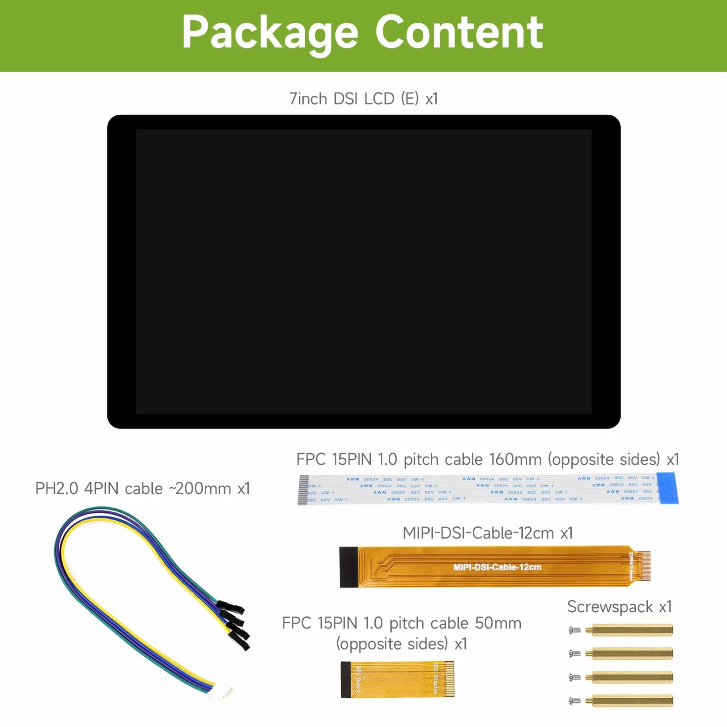 Waveshare 7inch DSI Capacitive Touch Display 2 for Raspberry Pi 5/4B/CM4 IO Board, 1280 x 800, 10-Point Touch, Higher Color Gamut, IPS, Optical Bonding Toughened Glass Panel, DSI Interface
