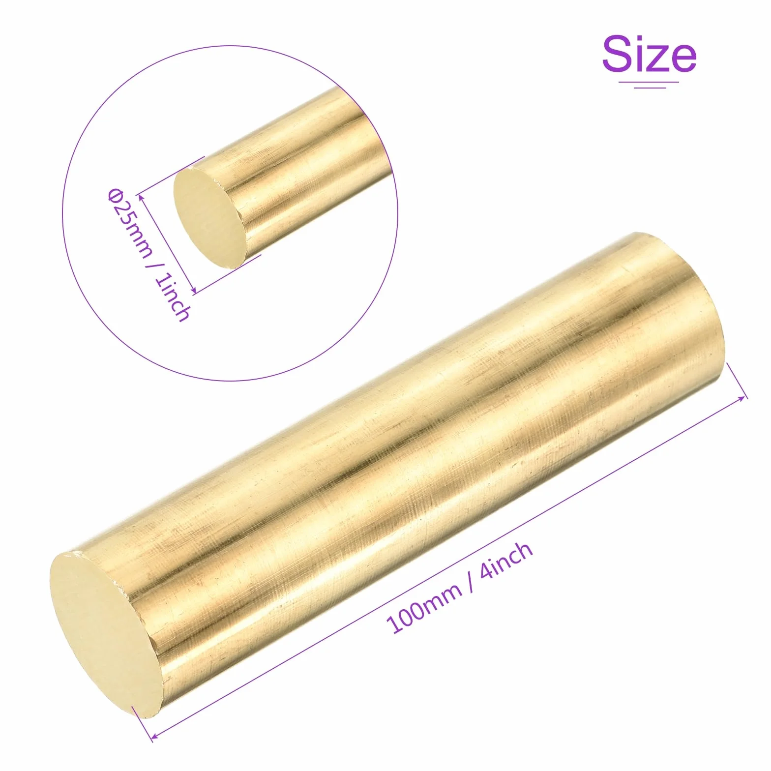 DMiotech 25 mm x 100 mm mosiężne pręty, okrągłe pręty z litego mosiądzu, do samodzielnego spawania, mosiężny pręt tokarski, model wału samolotu, statku samochodowego