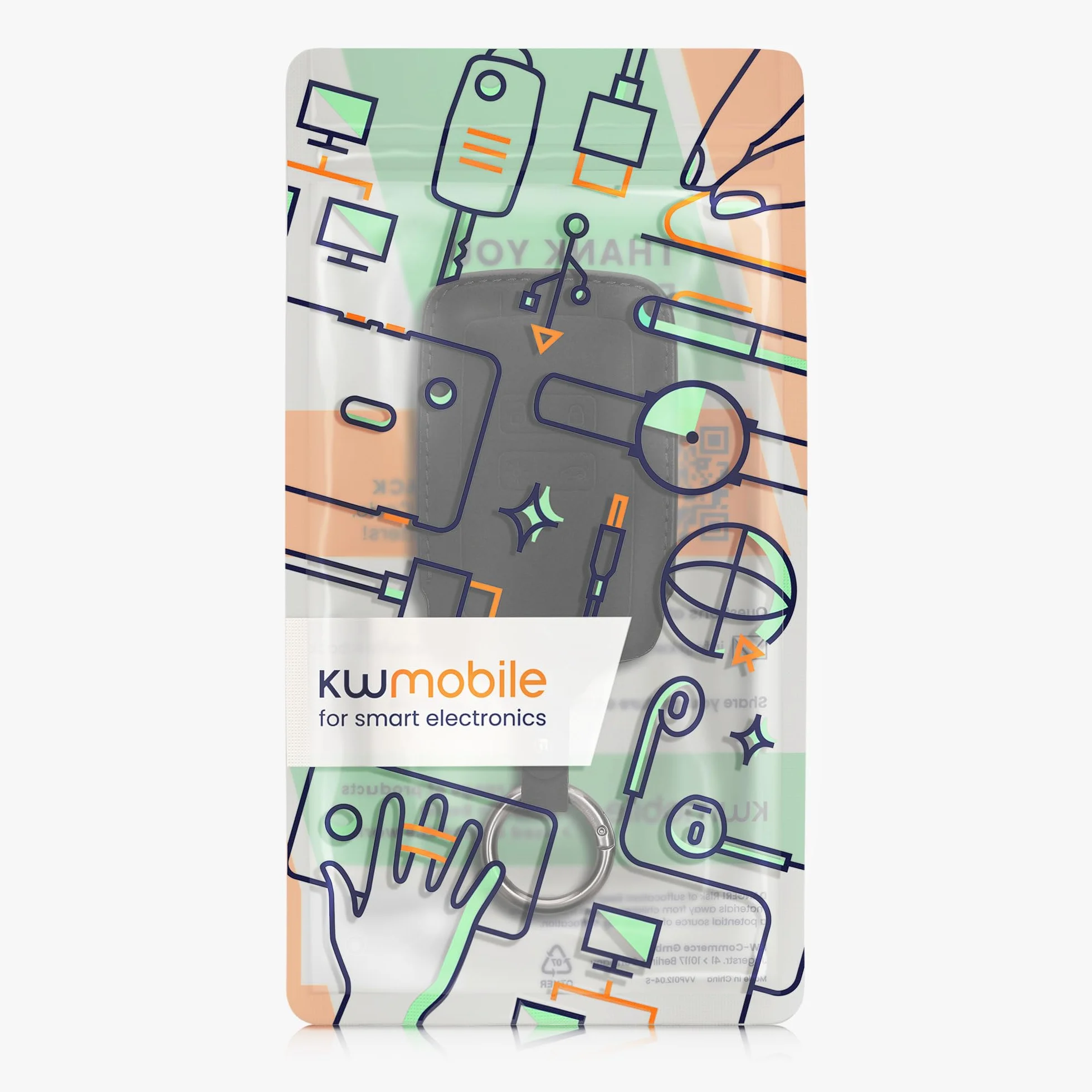 kwmobile Etui na kluczyki samochodowe kompatybilne z Renault z 4-przyciskowym kluczem samochodowym (tylko Keyless Go), matowe etui na kluczyki samochodowe ze skóry PU z brelokiem, pokrowiec na brelok