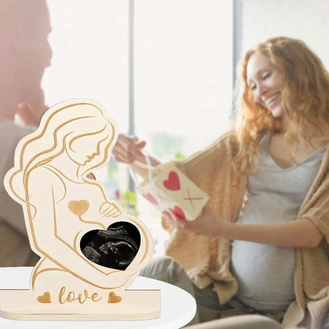 Ciąża drewniana ramka na zdjęcia ultradźwiękowe dziecko, kobiety, matka być pomysłami na prezent dla przyszłych matek, baby shower
