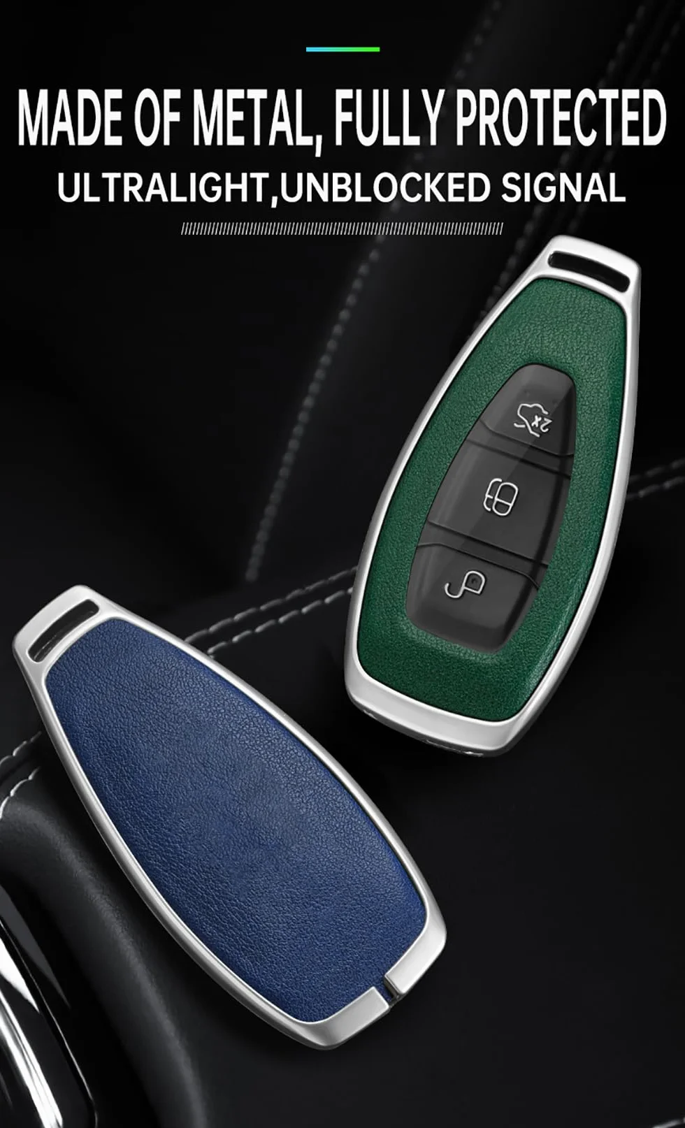 ontto Etui na kluczyki samochodowe pasuje do Ford Focus 3 4 ST Mondeo MK3 MK4 Fiesta Fusion Kuga Ecosport S-Max, etui na klucze, skrzynka na klucze