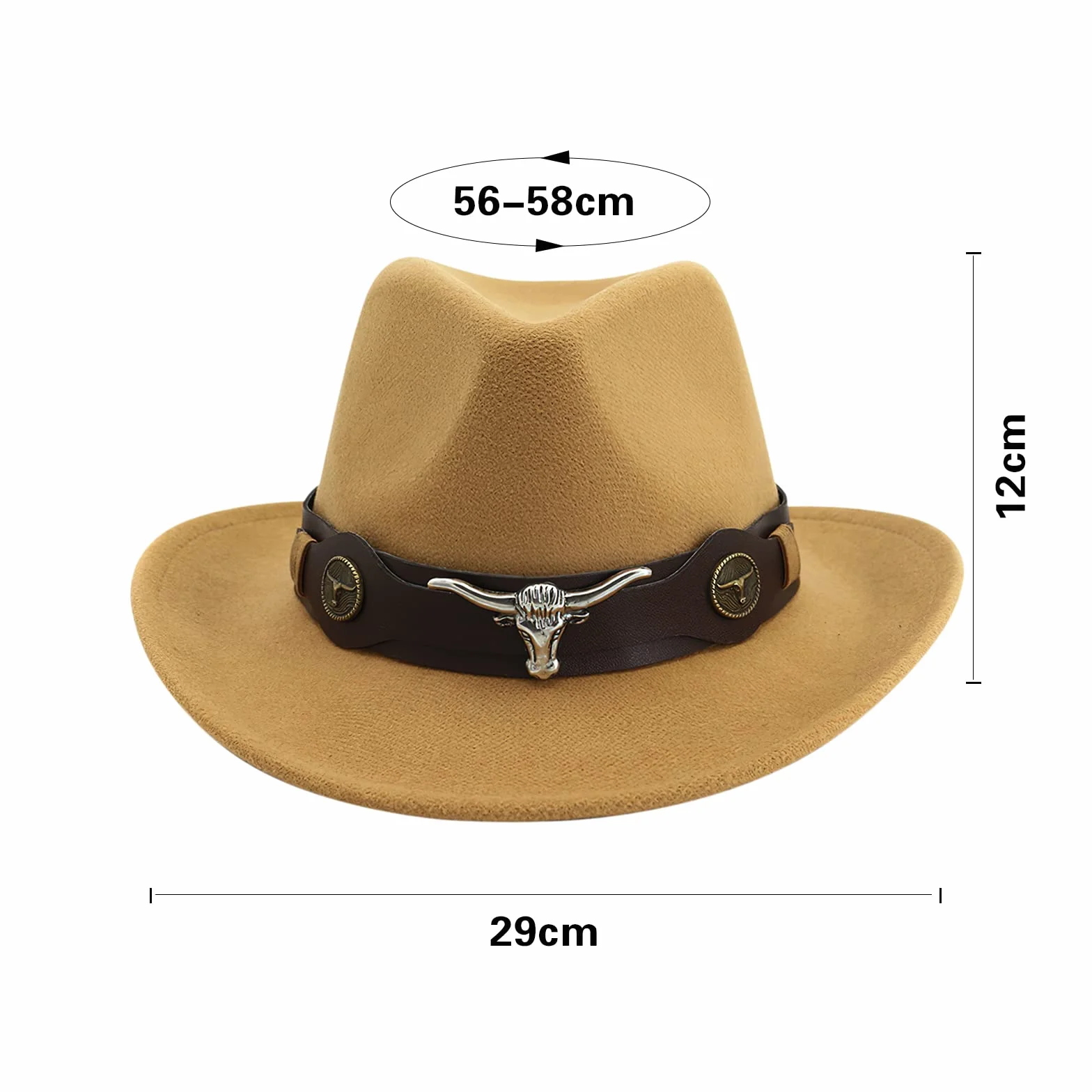 IBLUELOVER Damski kapelusz kowbojski wełniany filcowy kapelusz zachodni szerokie rondo Trilby kapelusz fedora czapka jazzowa kowbojka kapelusz w stylu vintage modelowana czapka z klamrą regulowana