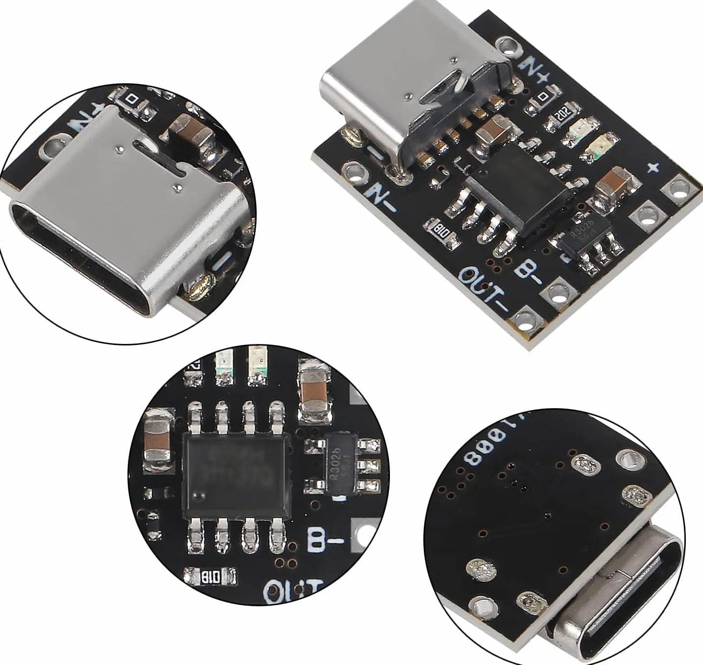 RUNCCI-YUN 5 szt. TP4057 USB C litowa ładowarka 1 A 3,7 V z ochroną USB C akumulator litowo-jonowy płytka ładująca