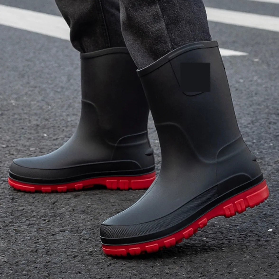 Buty Przeciwdeszczowe Męskie Antypoślizgowe, Wodoodporne, Średniej Wielkości Kalosze Robocze, Gumowe Buty Do Wędkowania I Wody Modne