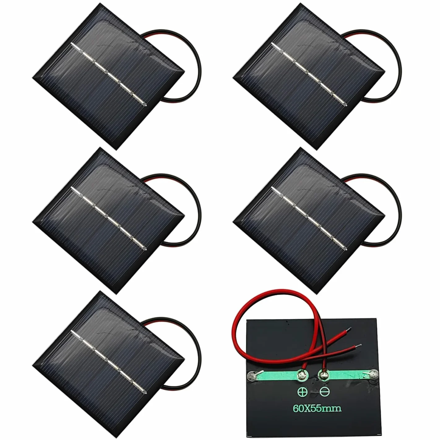 GTIWUNG Zestaw 6 3 V 0,55 W 60 x 55 mm mikro mini ogniw paneli słonecznych do energii słonecznej, domu DIY, projektów naukowych, zabawek, ładowarek